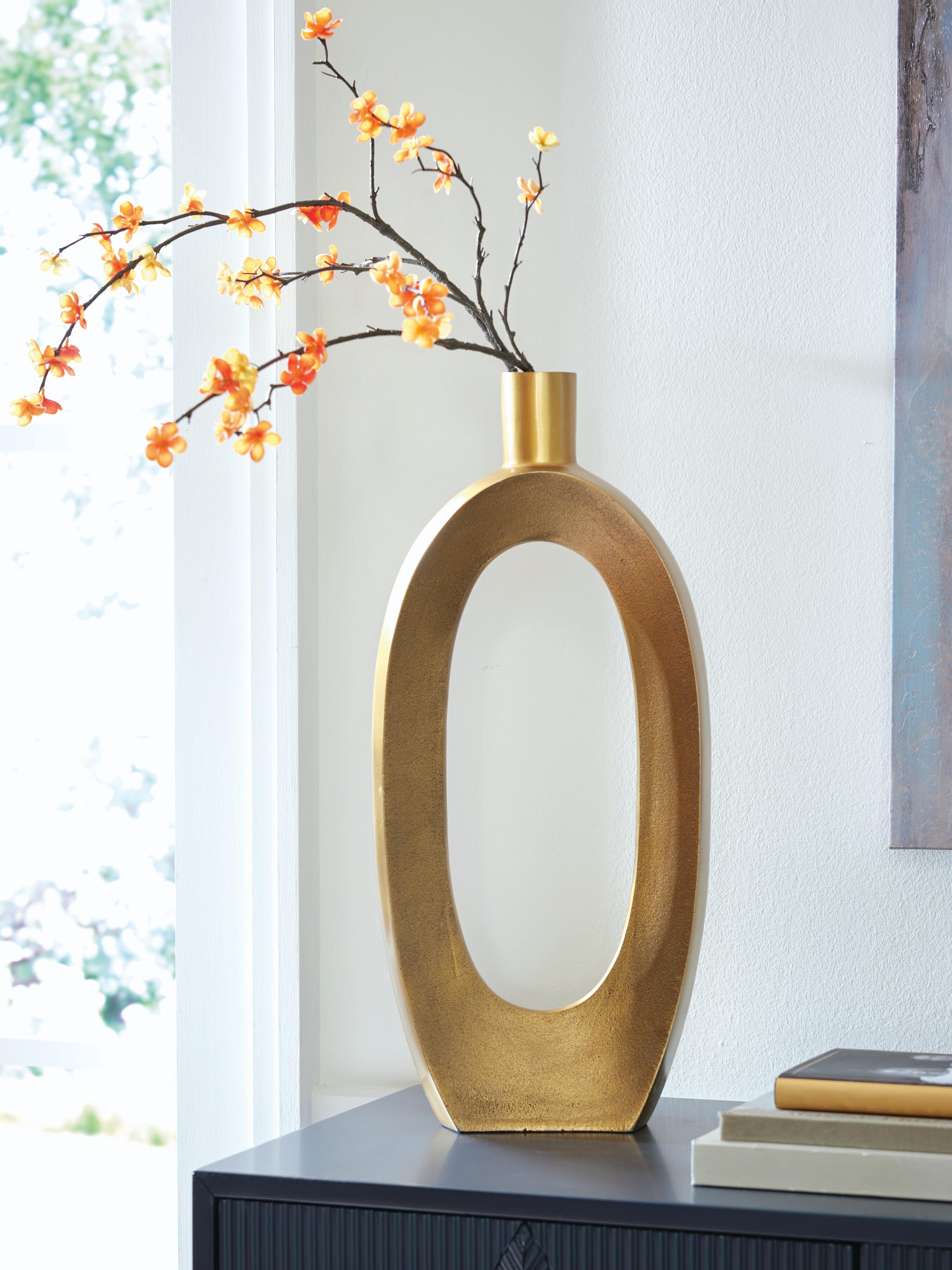 Dar Furniture - Ashley Furniture - Lawtonville Vase - Vase / Antique Gold Finish - A2000752