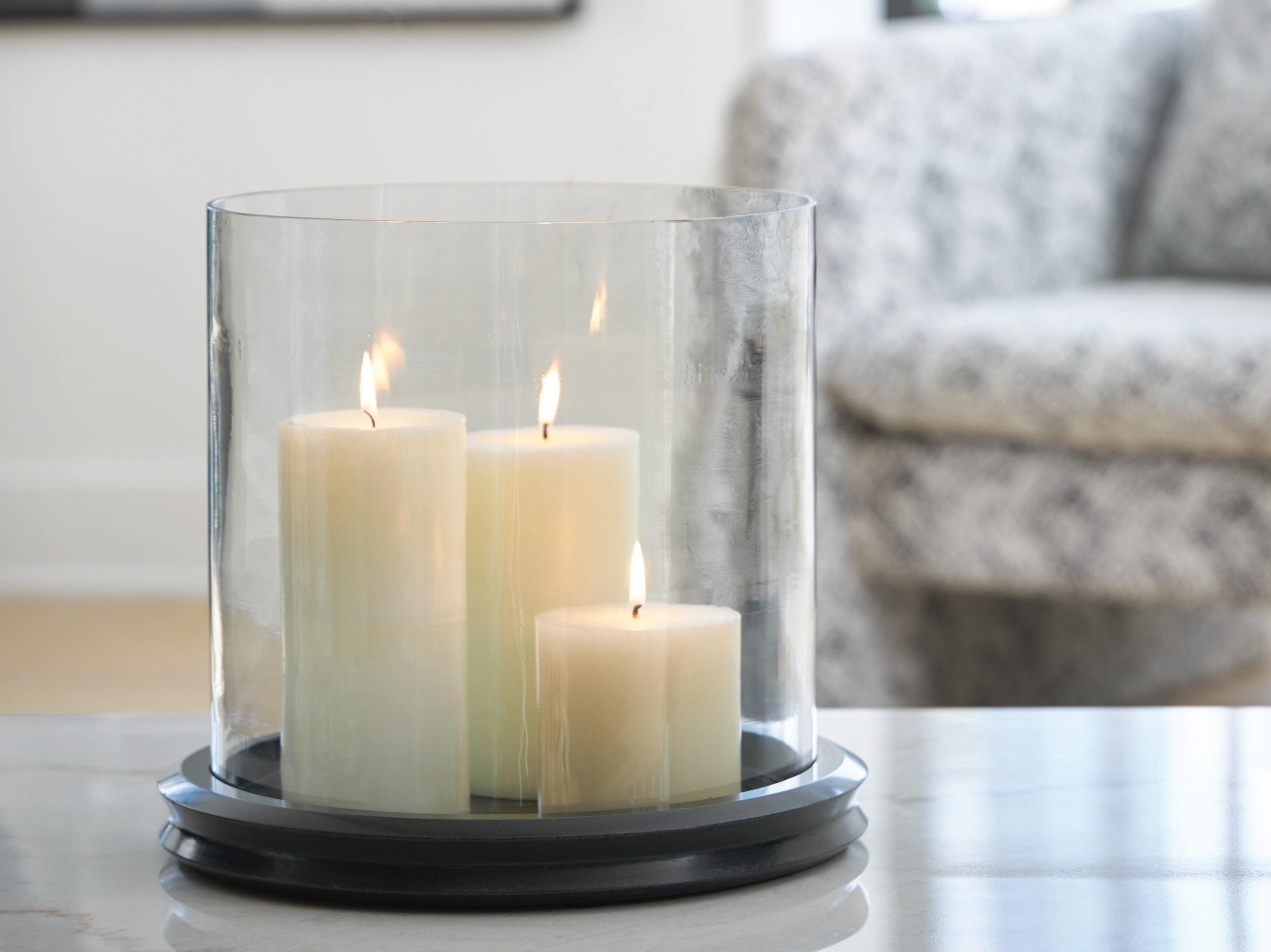 Dar Furniture - Ashley Furniture - Saskia Candle Holder - Candle Holder / Clear/Black - A2000846