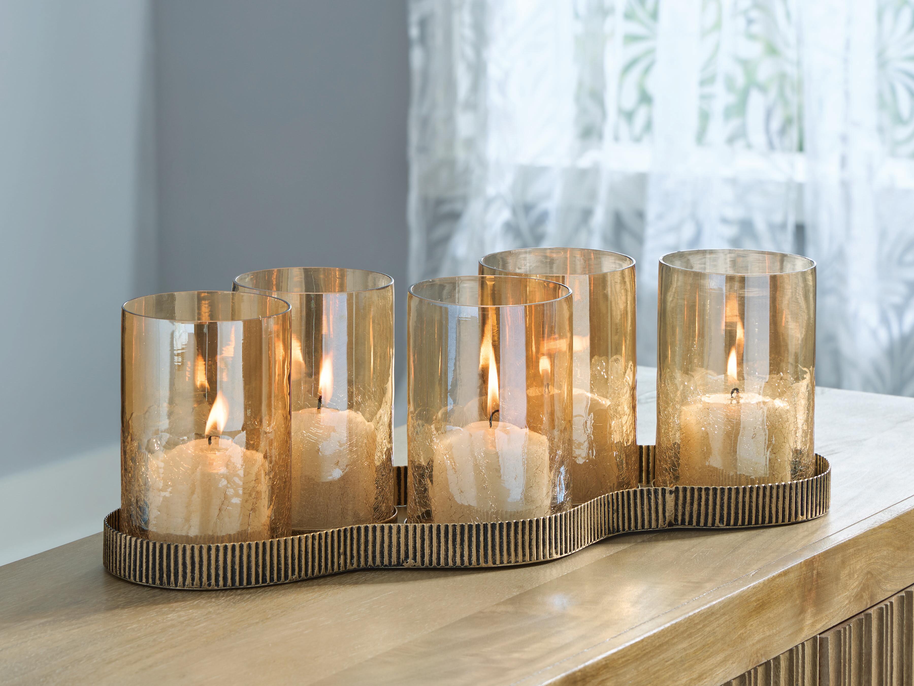 Dar Furniture - Ashley Furniture - Evereton Candle Holder - Candle Holder / Antique Gold Finish - A2000856