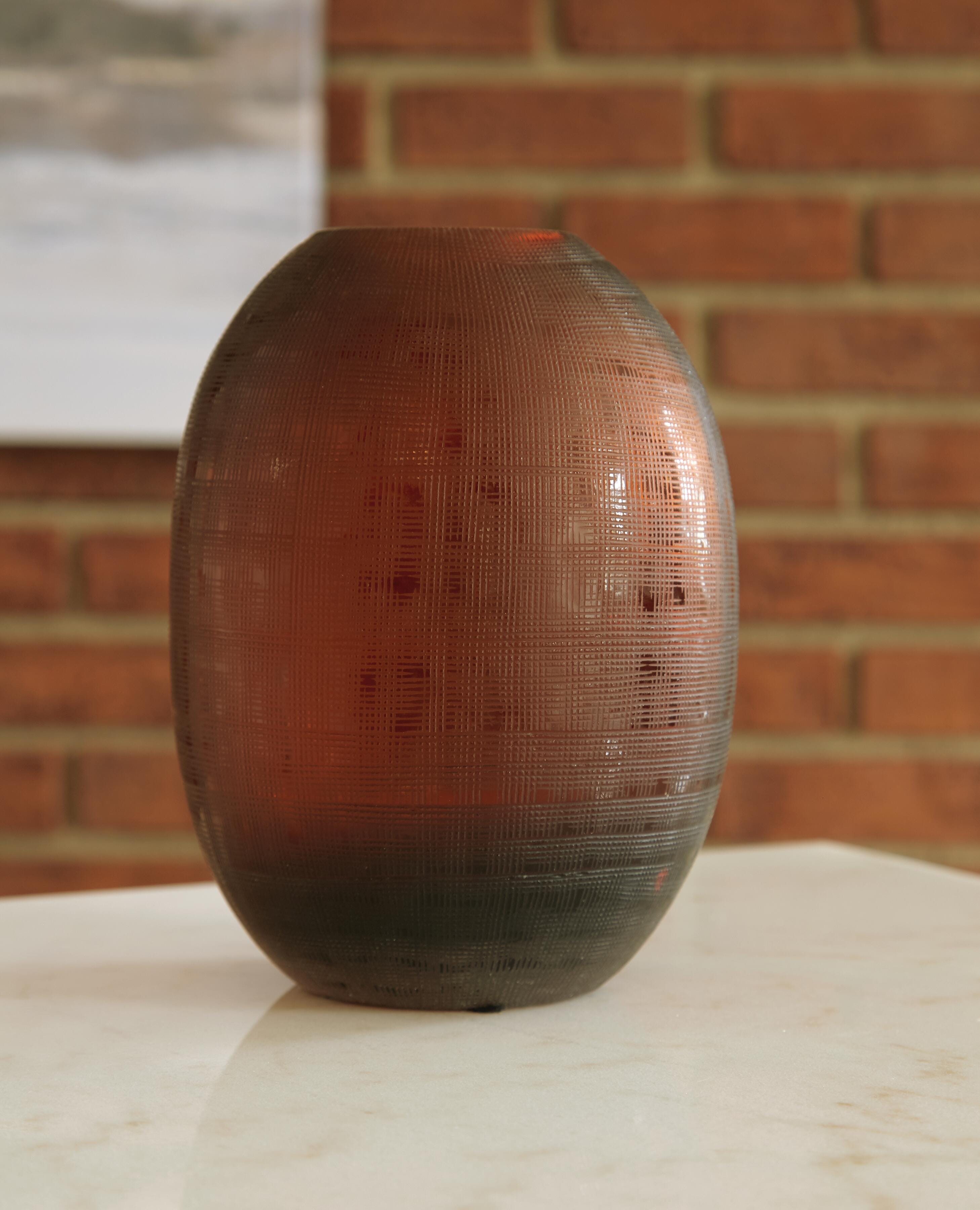 Dar Furniture - Ashley Furniture - Embersen Vase (Set of 2) - Vase (2/CS) / Amber - A2900001