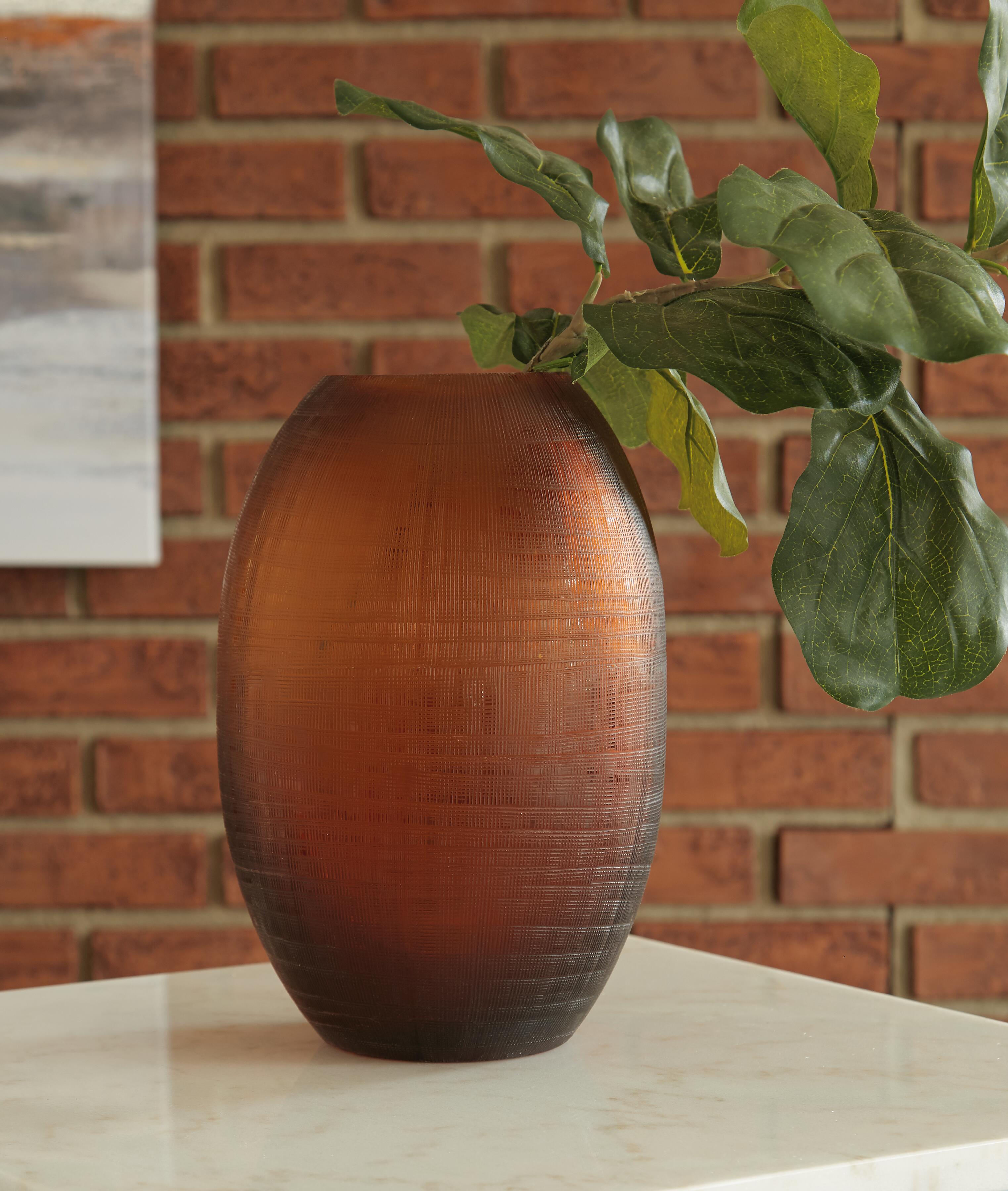Dar Furniture - Ashley Furniture - Embersen Vase (Set of 2) - Vase (2/CS) / Amber - A2900002