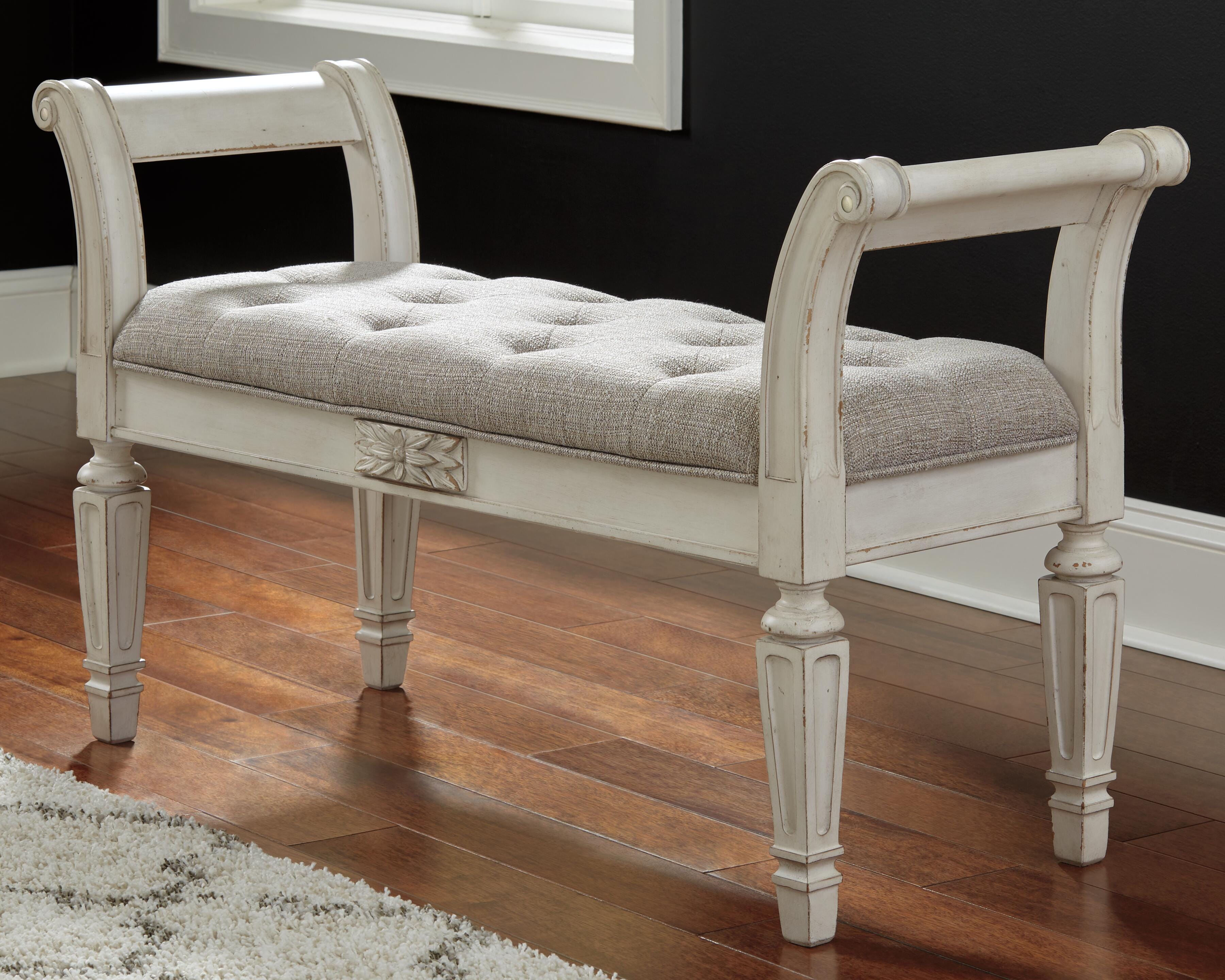Dar Furniture - Ashley Furniture - Realyn Accent Bench - Accent Bench / Antique White / 46"W x 16"D x 26"H - A3000157