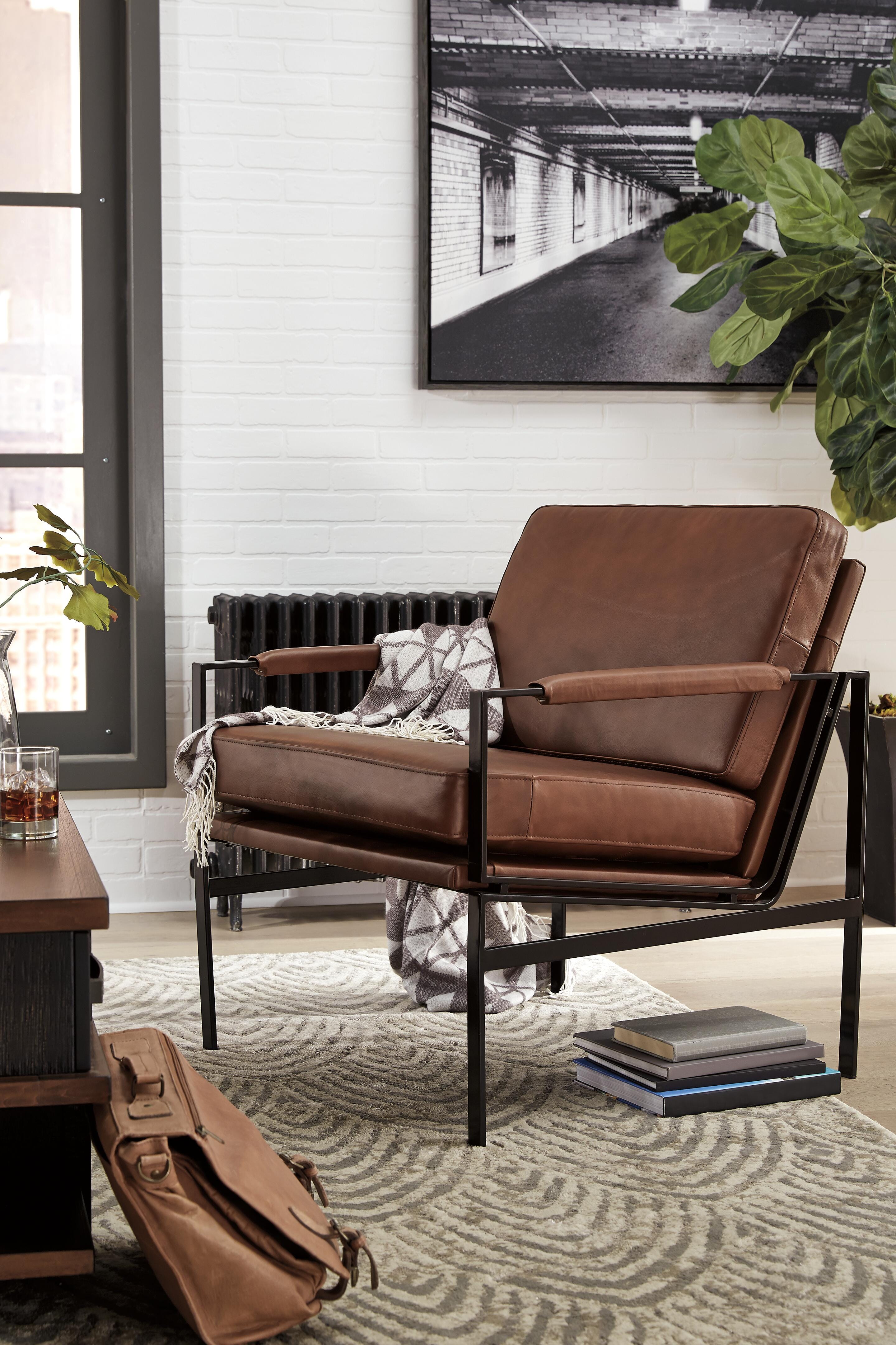Dar Furniture - Ashley Furniture - Puckman Accent Chair - Accent Chair / Brown/Silver Finish - A3000193