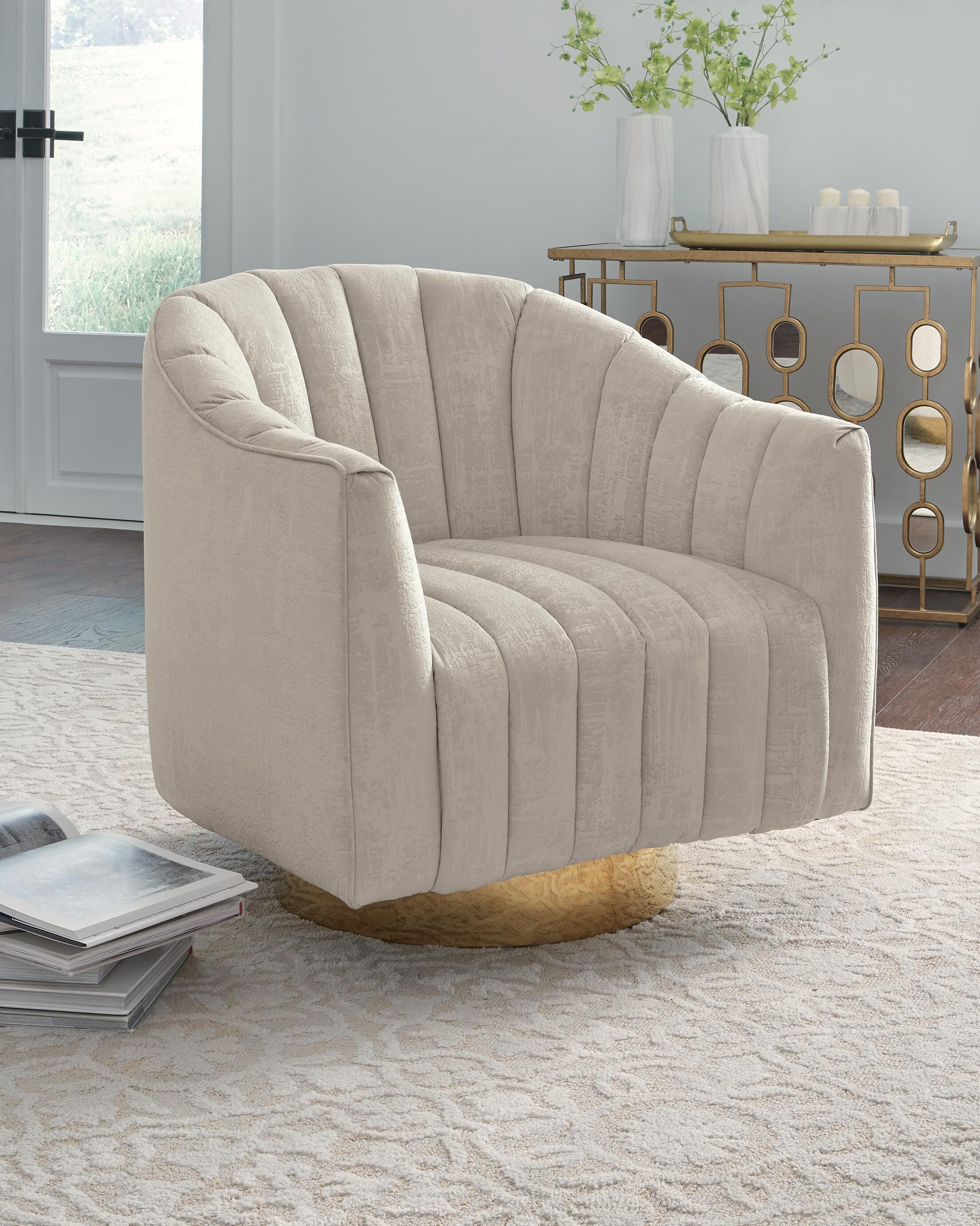 Dar Furniture - Ashley Furniture - Penzlin Accent Chair - Swivel Accent Chair / Pearl - A3000241