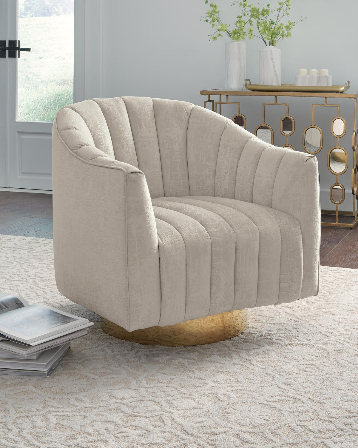 Dar Furniture - Ashley Furniture - Penzlin Accent Chair - Swivel Accent Chair / Pearl - A3000241