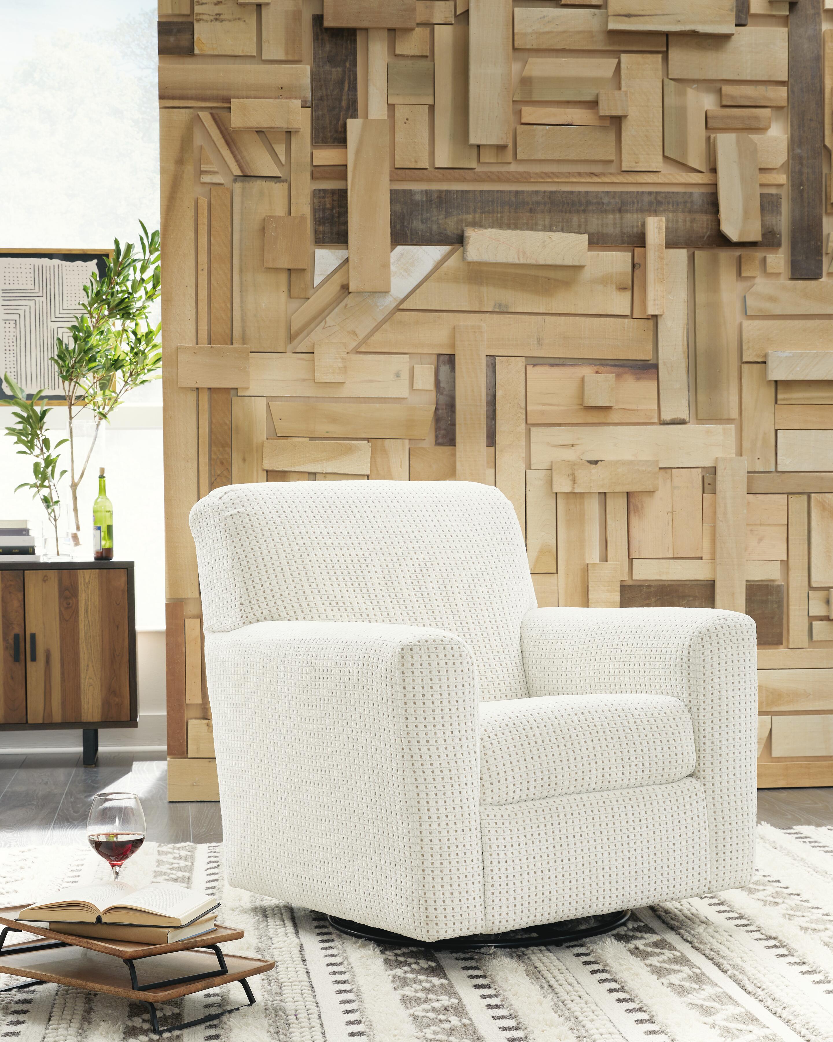 Dar Furniture - Ashley Furniture - Herstow Swivel Glider Accent Chair - Swivel Glider Accent Chair / Ivory - A3000365