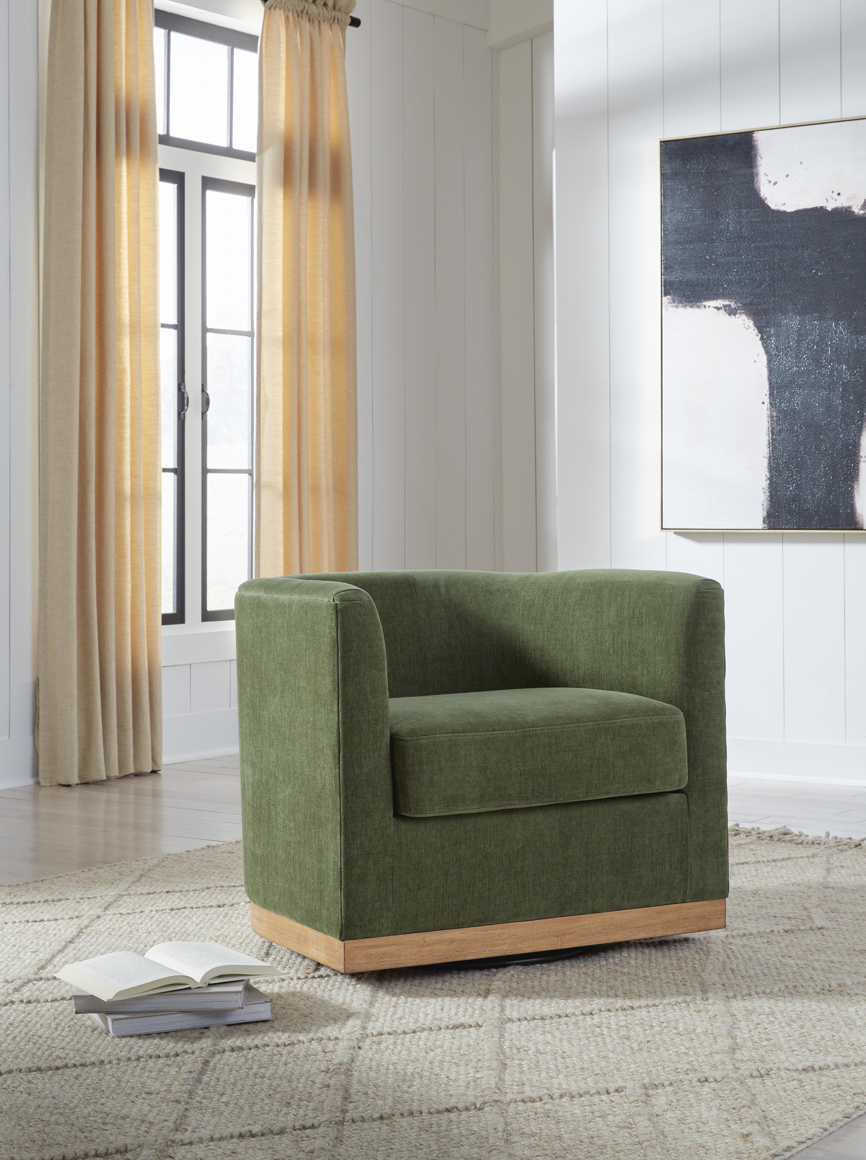 Dar Furniture - Ashley Furniture - Jersonlow Swivel Accent Chair - Swivel Accent Chair / Forest Green - A3000696