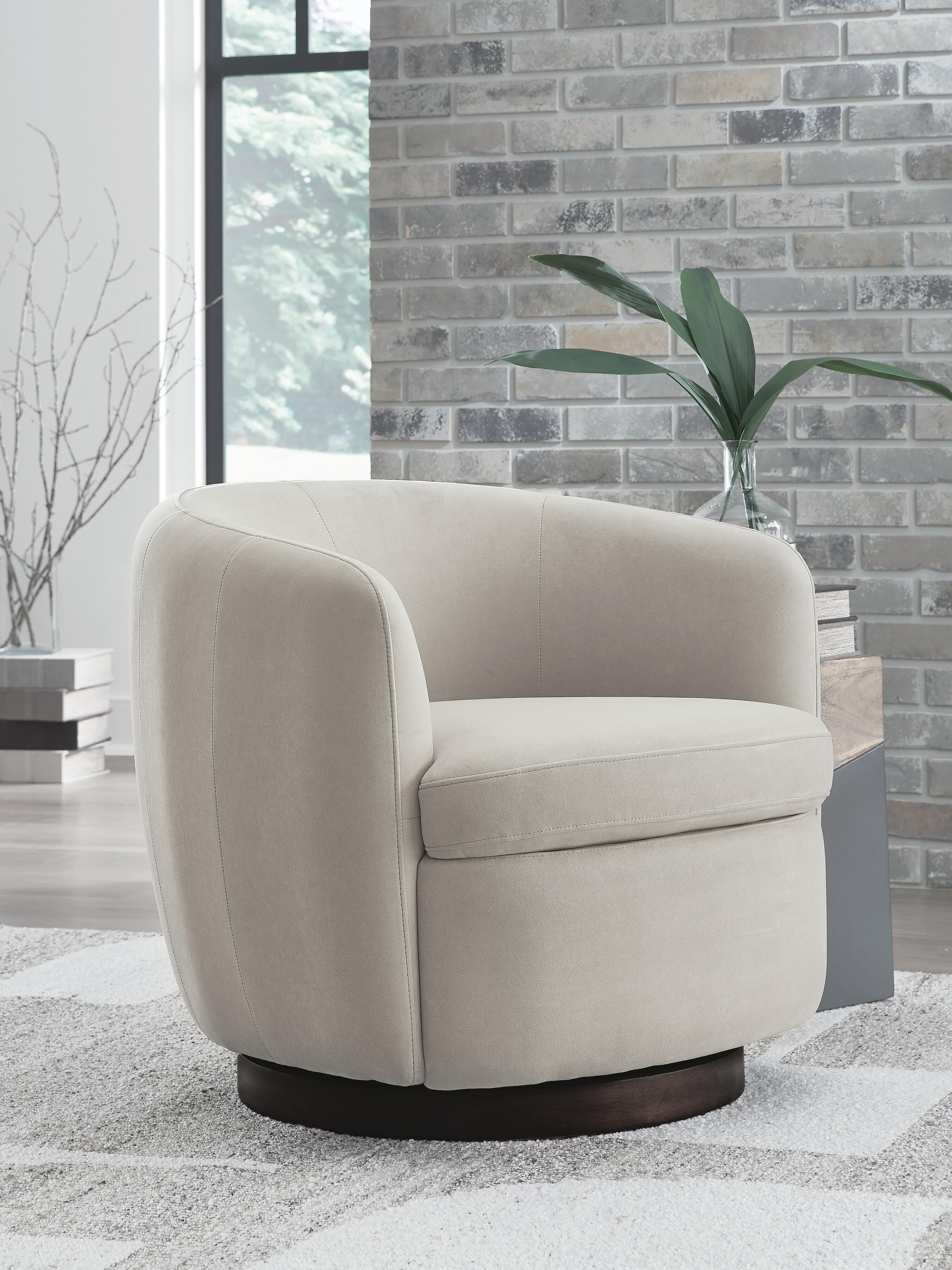 Dar Furniture - Ashley Furniture - Annbury Swivel Accent Chair - Swivel Accent Chair / Light Beige - A3000786