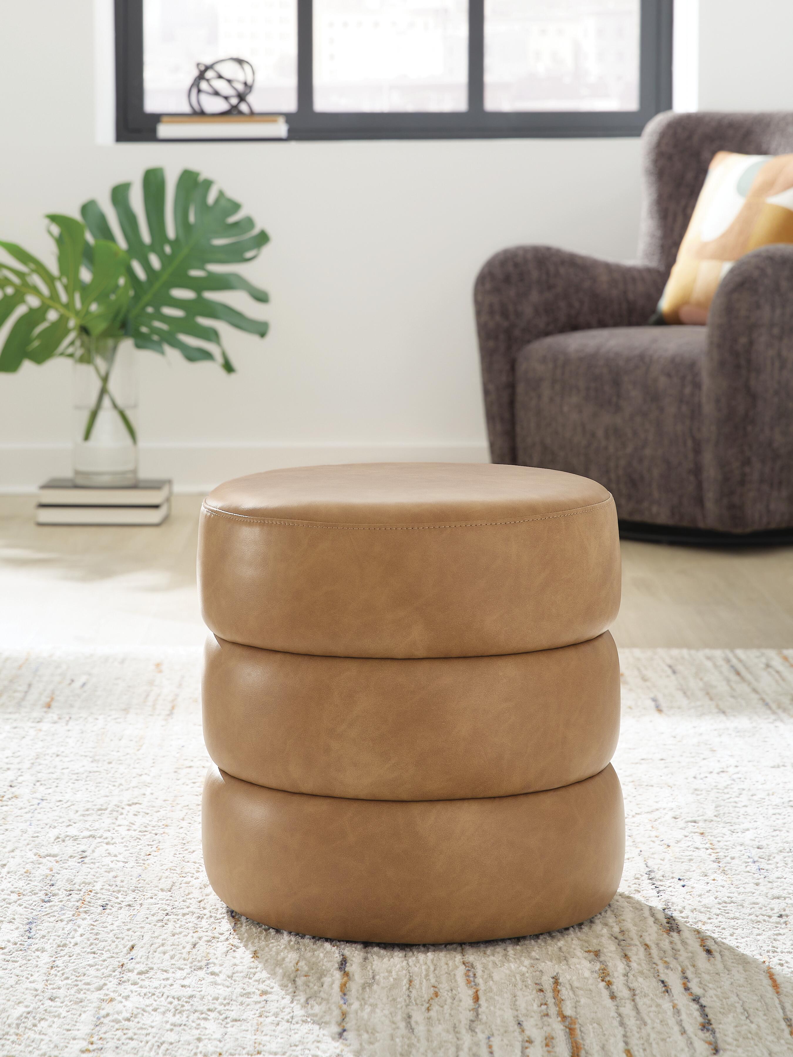 Dar Furniture - Ashley Furniture - Ummi Swivel Accent Ottoman - Swivel Accent Ottoman / Caramel - A3000791