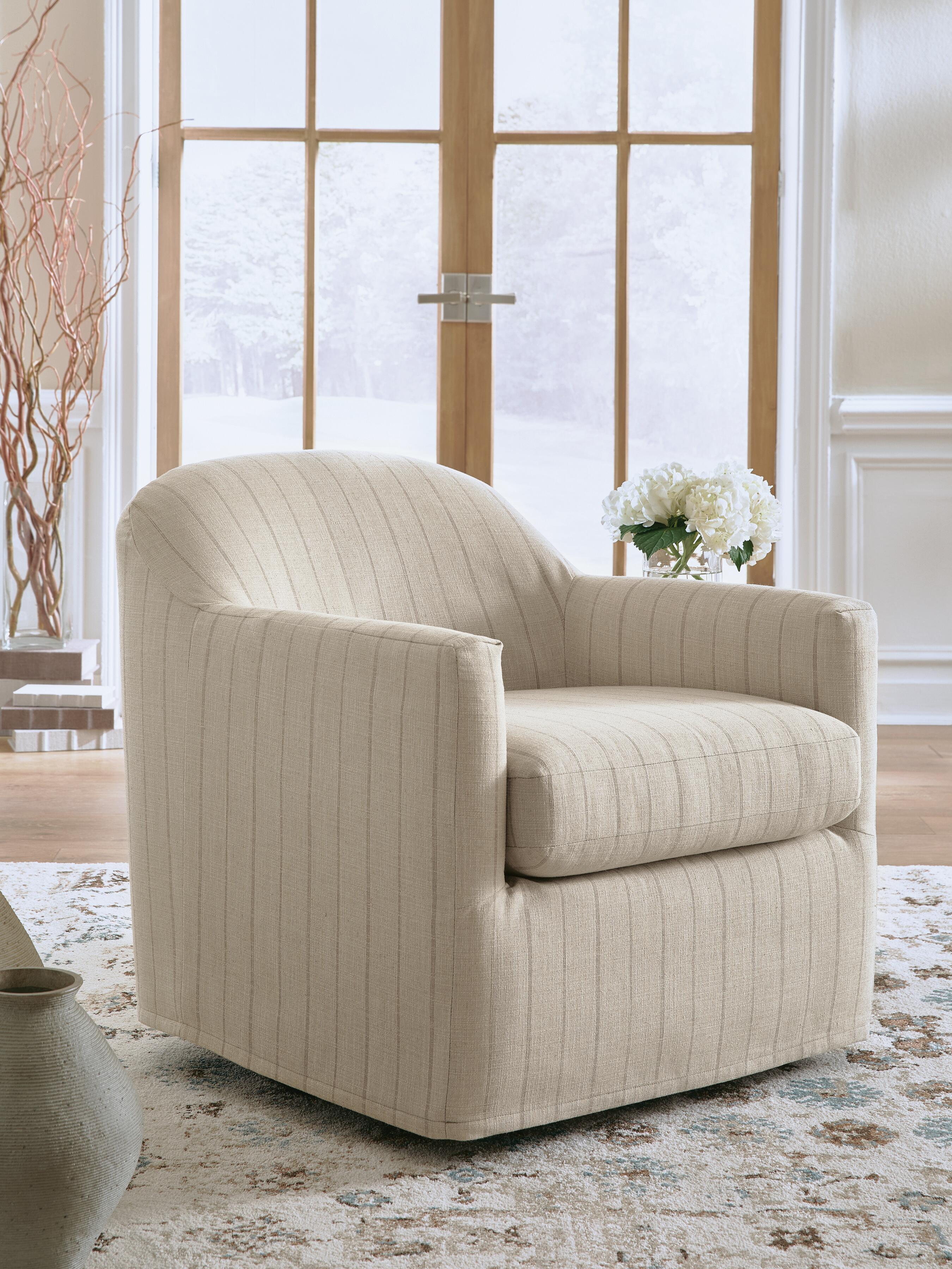 Dar Furniture - Ashley Furniture - Valwick Swivel Accent Chair - Swivel Accent Chair / Cream/Brown - A3000817