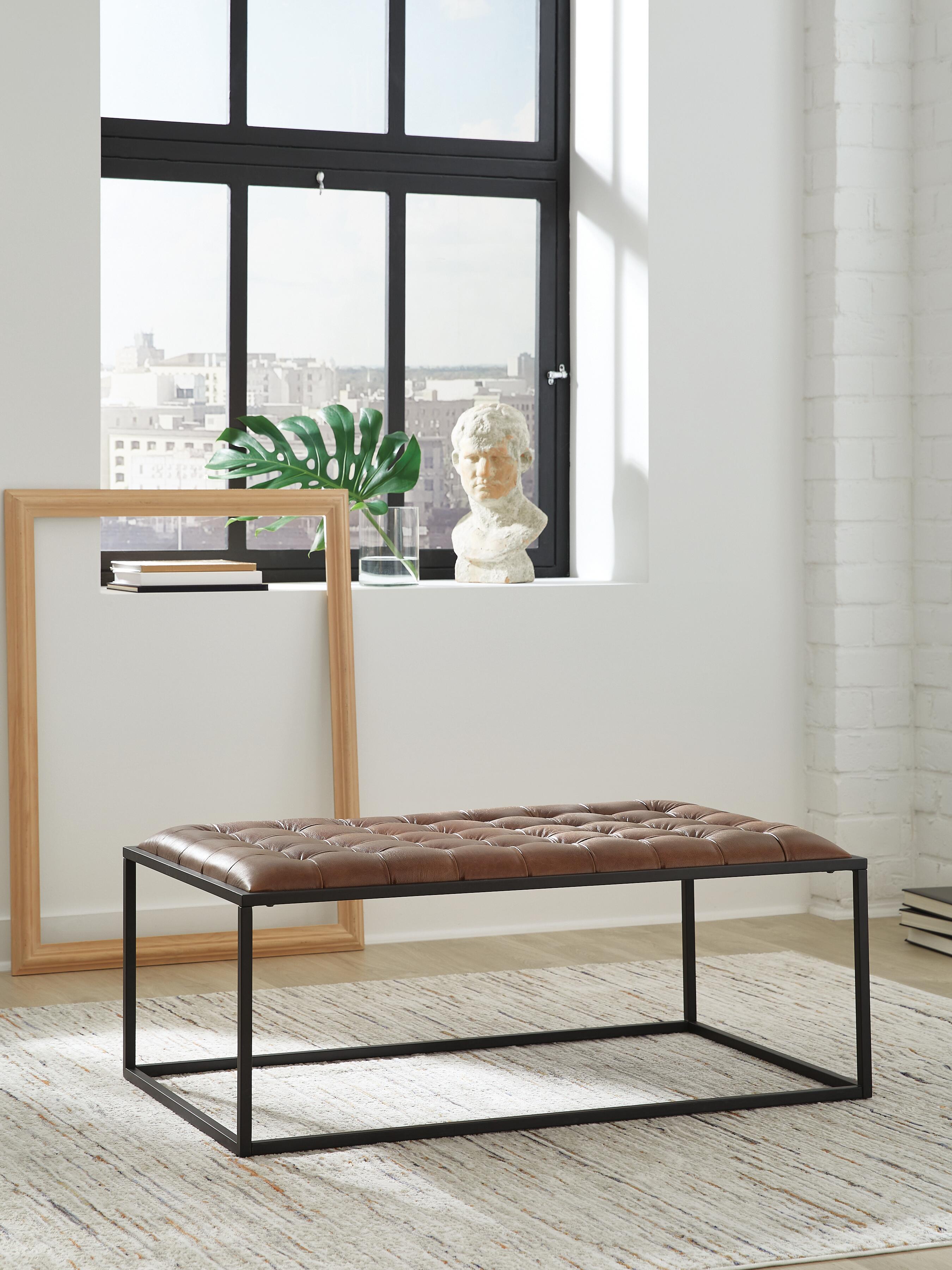Dar Furniture - Ashley Furniture - Junsor Coffee Table Ottoman - Cocktail Ottoman / Brown/Black - A3000826