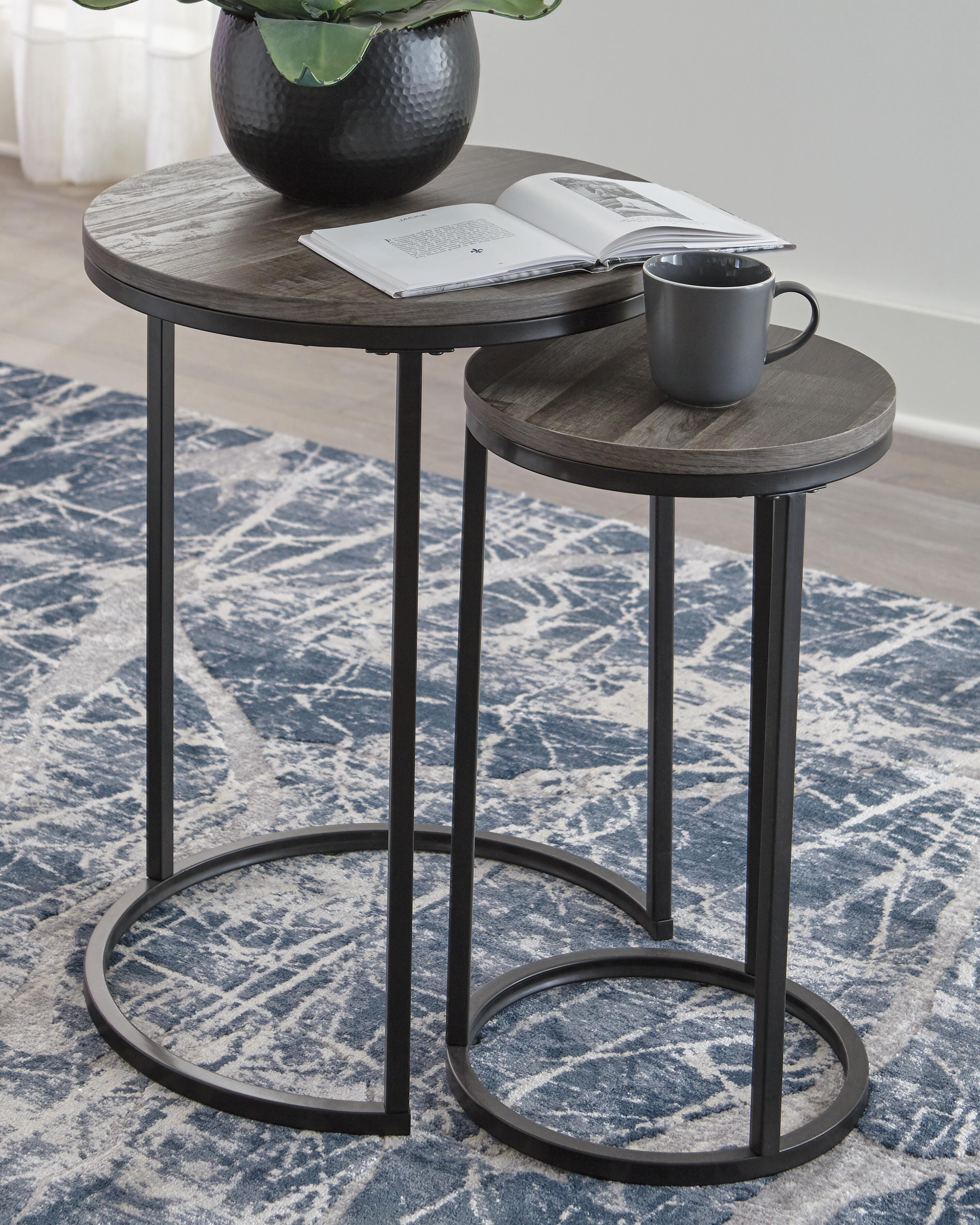 Dar Furniture - Ashley Furniture - Briarsboro Accent Table (Set of 2) - Accent Table Set (Set of 2) / Black/Gray - A4000231