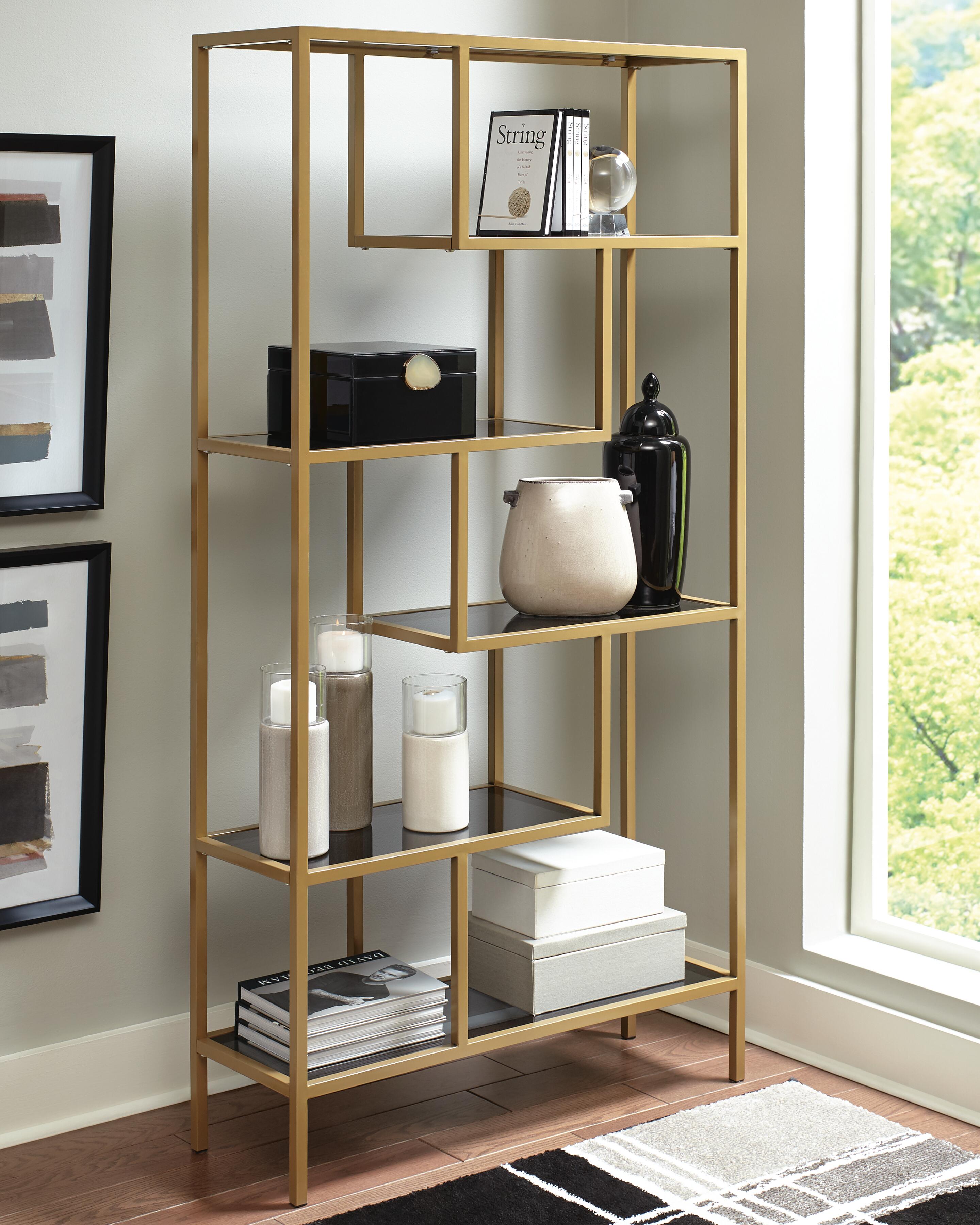 Dar Furniture - Ashley Furniture - Frankwell Bookcase - Bookcase / Gold Finish - A4000286