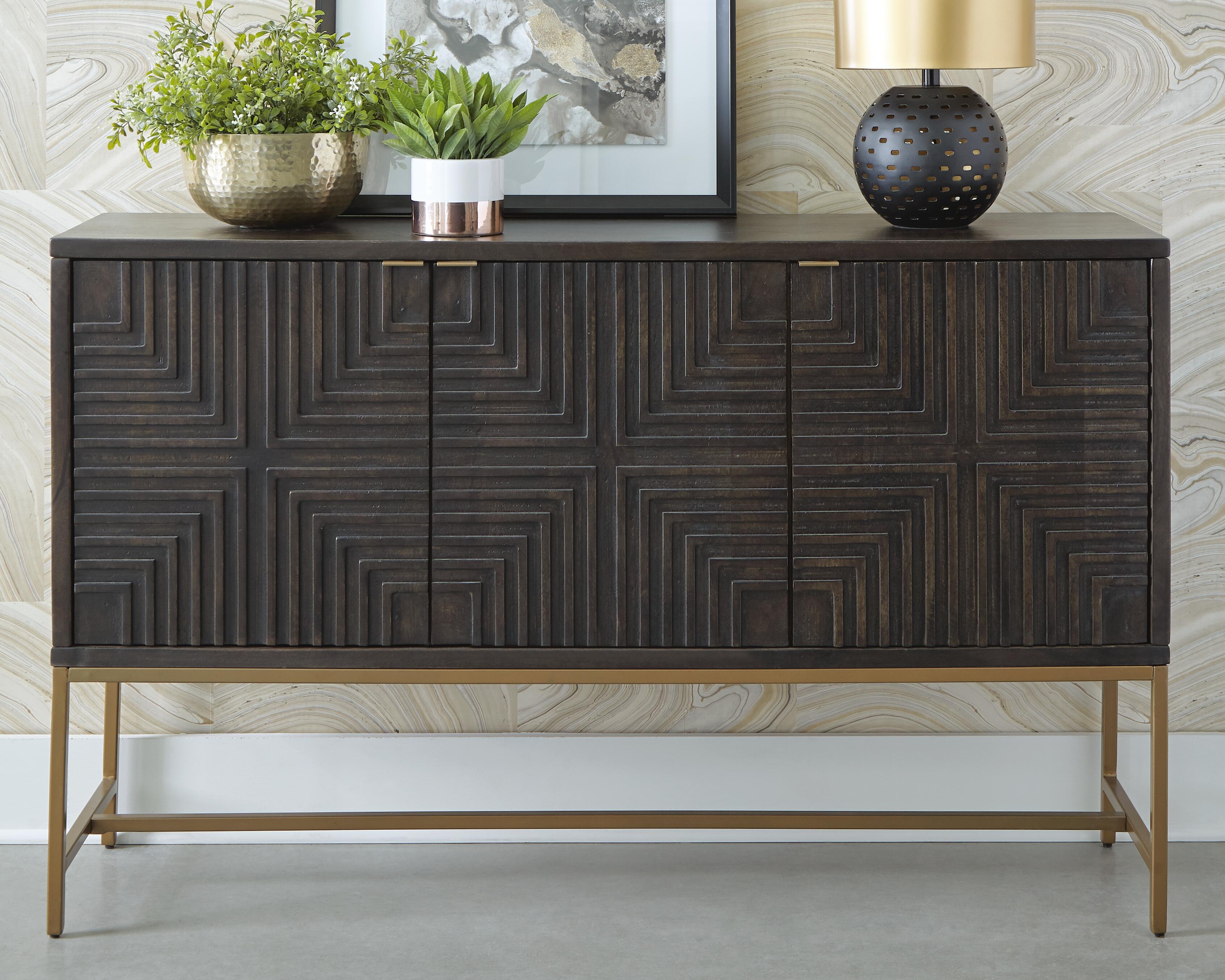 Dar Furniture - Ashley Furniture - Elinmore Accent Cabinet - Accent Cabinet / Brown/Gold Finish - A4000316