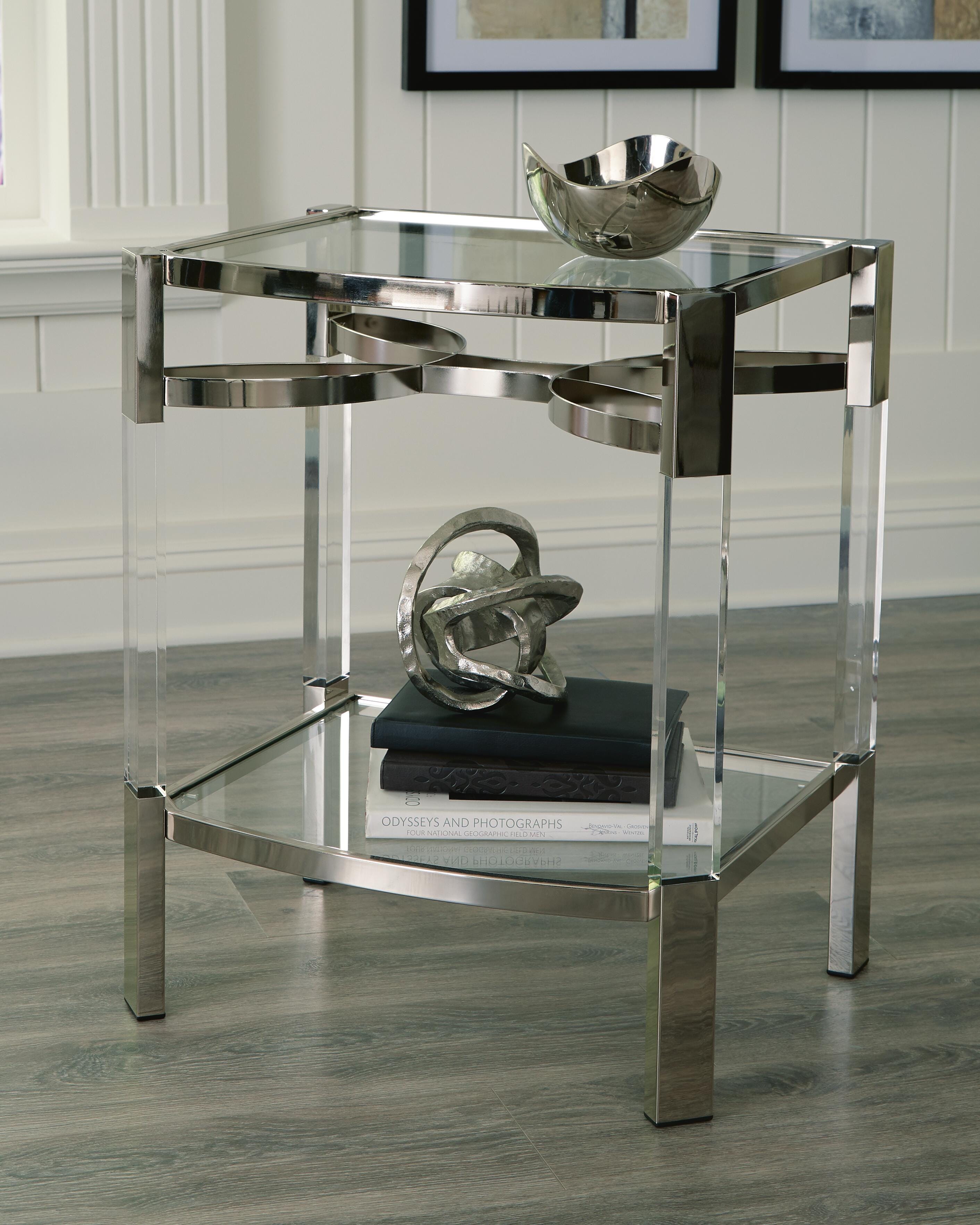 Dar Furniture - Ashley Furniture - Chaseton Accent Table - Accent Table / Clear/Silver Finish - A4000334