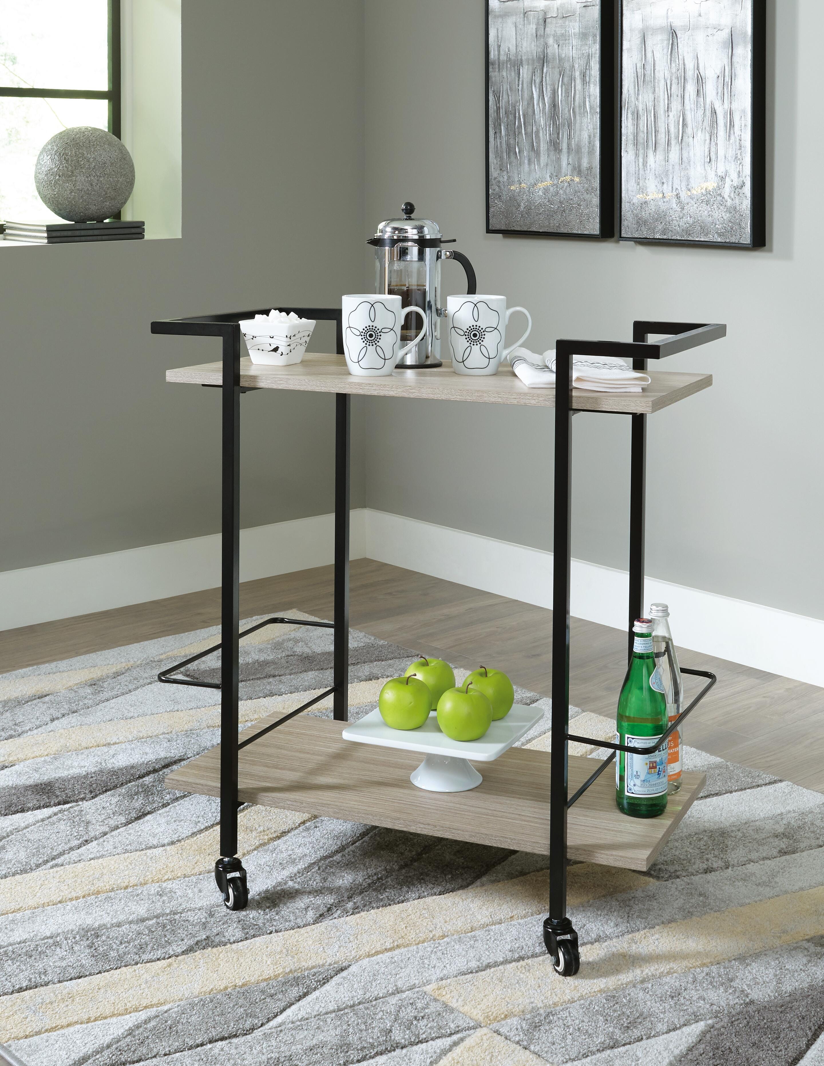 Dar Furniture - Ashley Furniture - Waylowe Bar Cart - Bar Cart / Brown/Black - A4000389