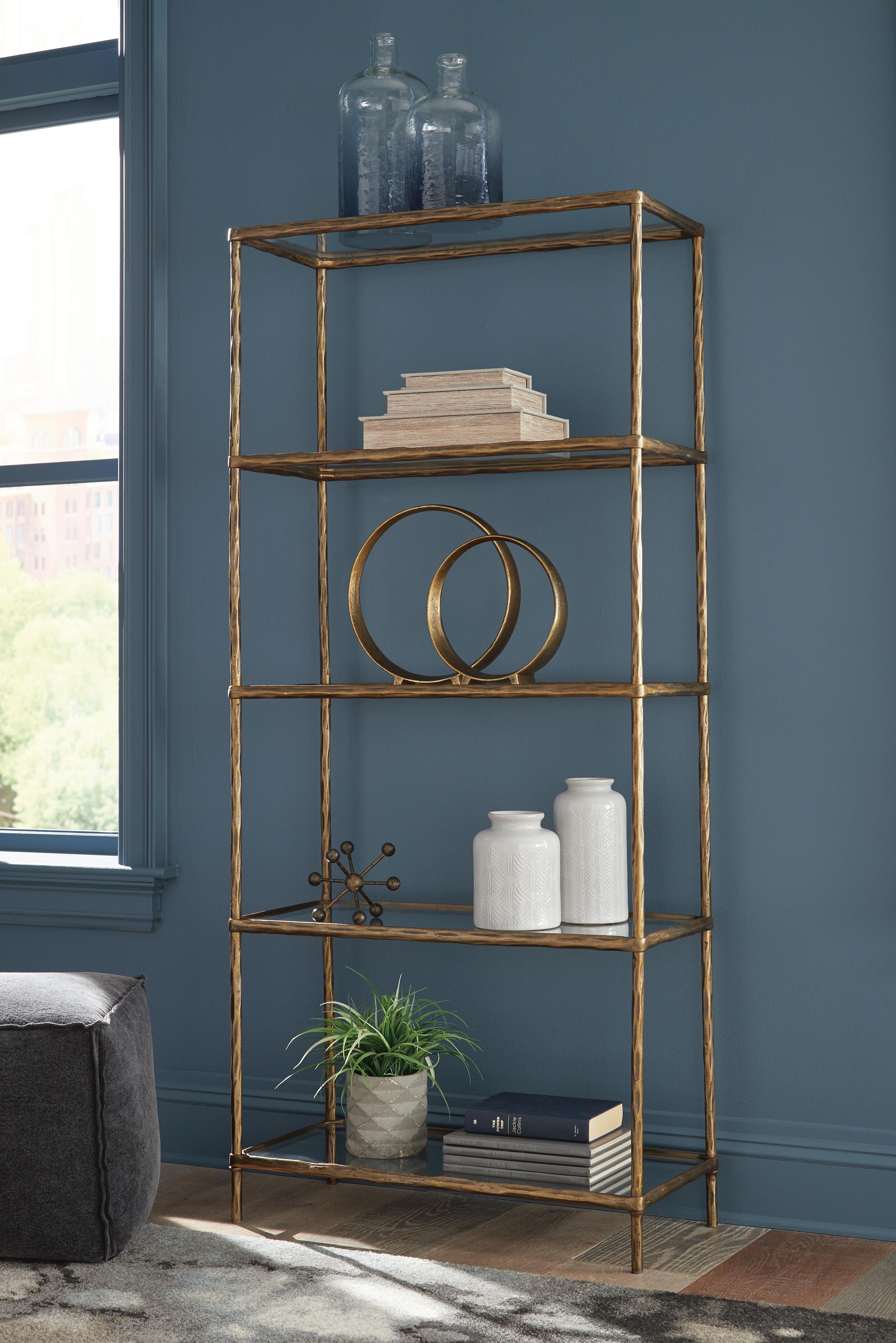 Dar Furniture - Ashley Furniture - Ryandale Bookcase - Bookcase / Antique Brass Finish - A4000441