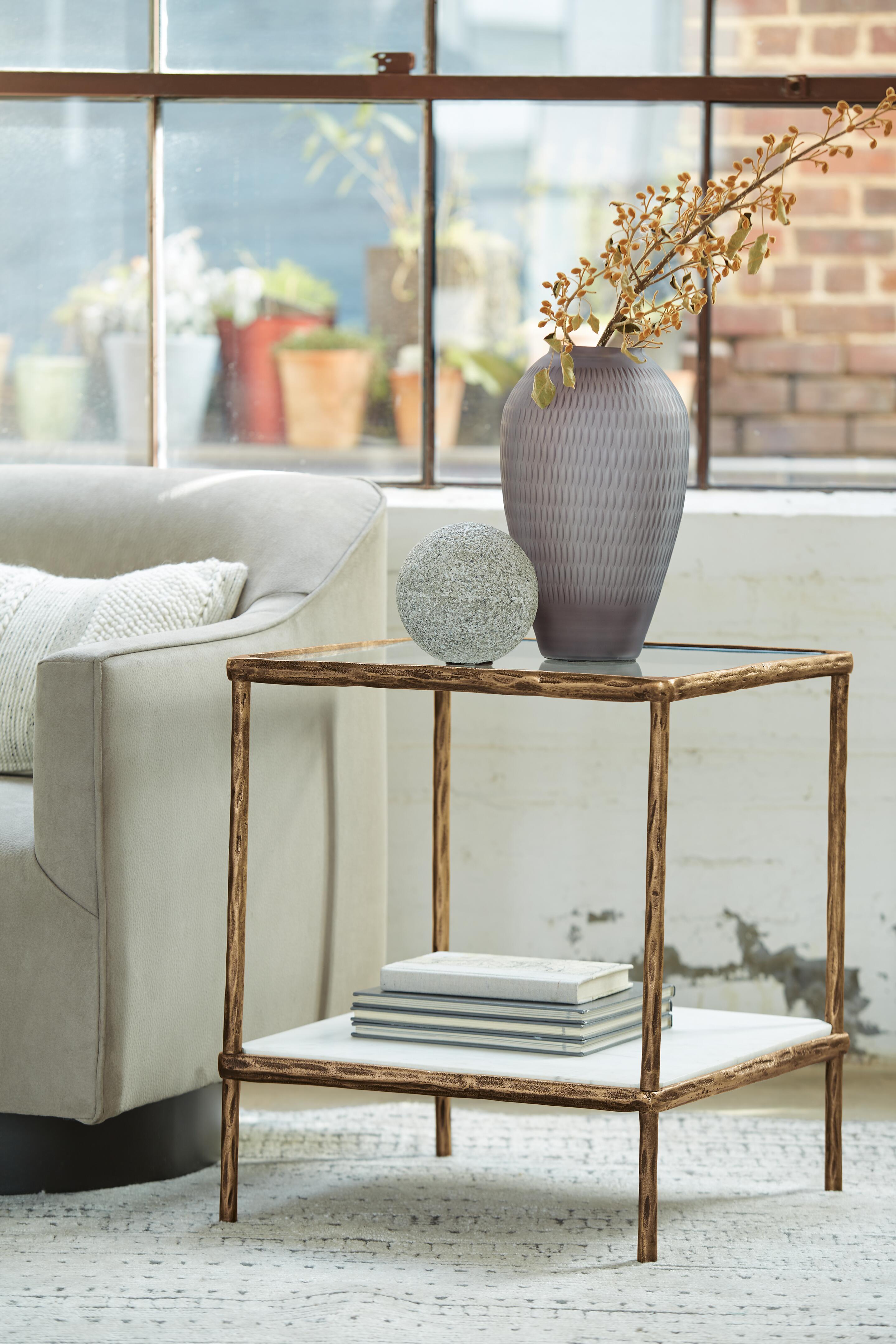 Dar Furniture - Ashley Furniture - Ryandale Accent Table - Accent Table / Antique Brass Finish - A4000442