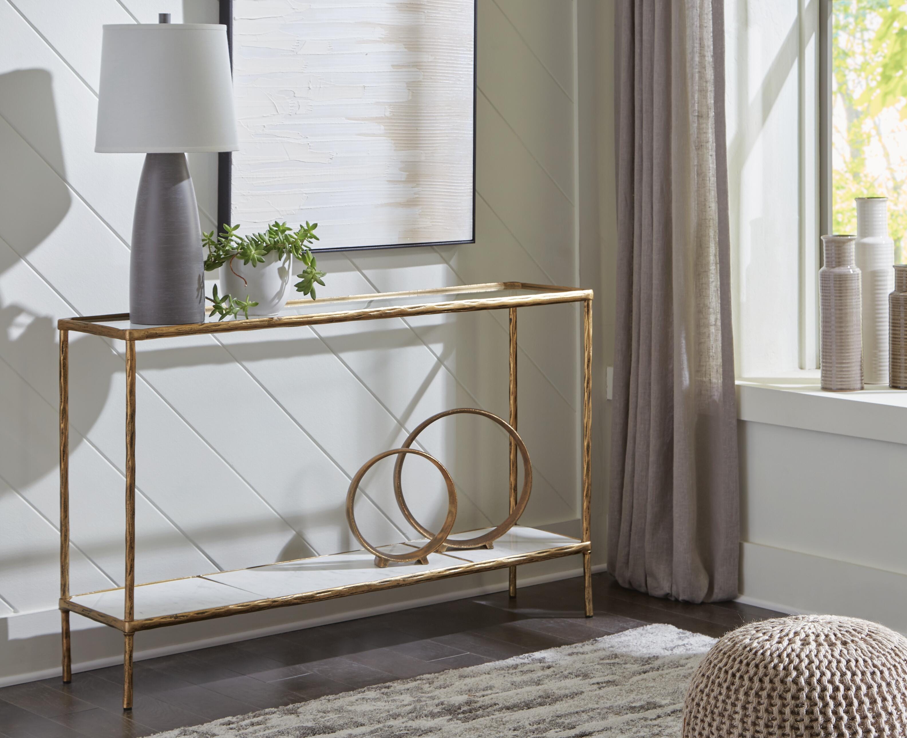 Dar Furniture - Ashley Furniture - Ryandale Console Sofa Table - Console Sofa Table / Antique Brass Finish - A4000443