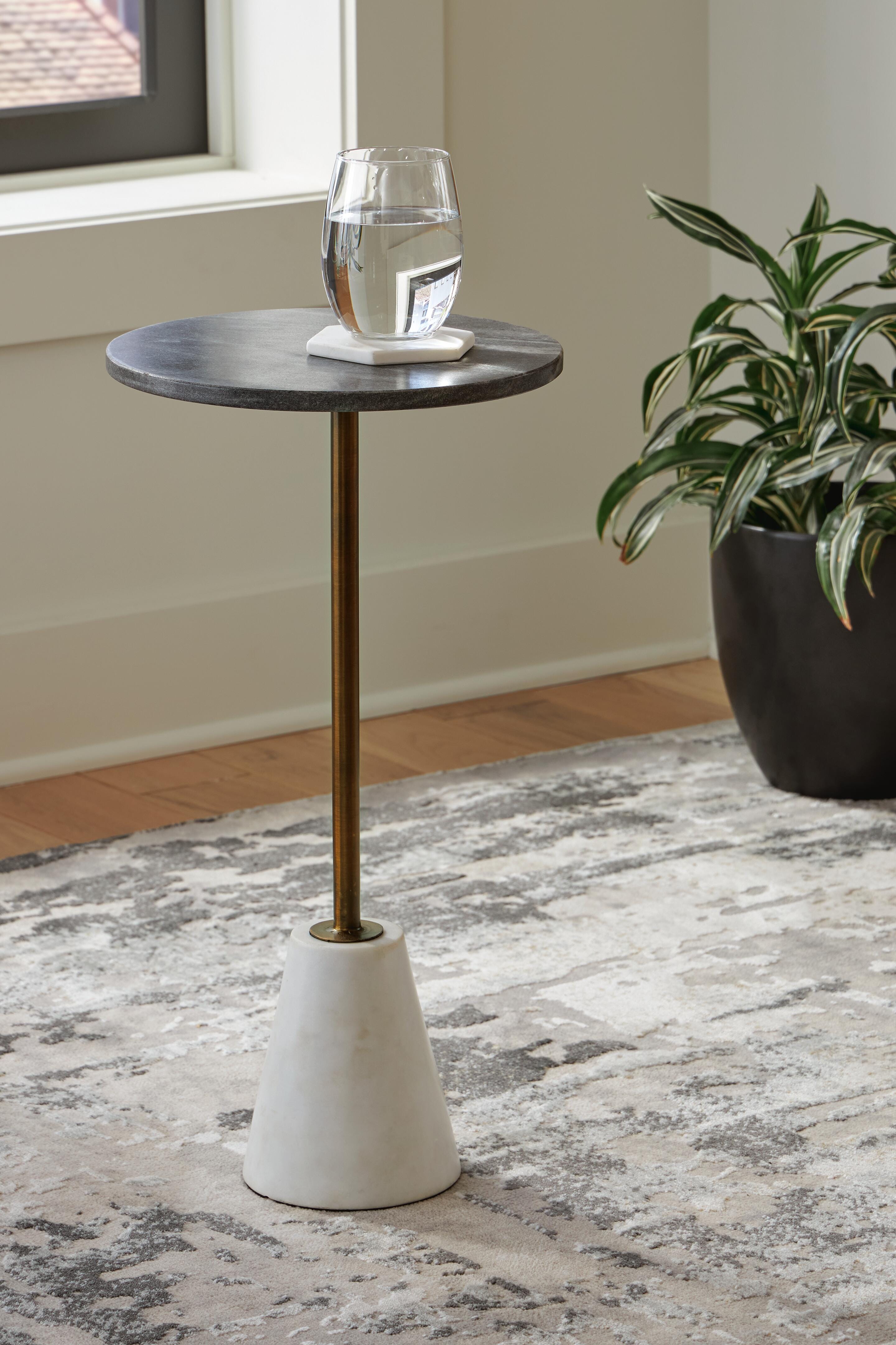 Dar Furniture - Ashley Furniture - Caramont Accent Table - Accent Table / Black/White/Gold Finish - A4000540