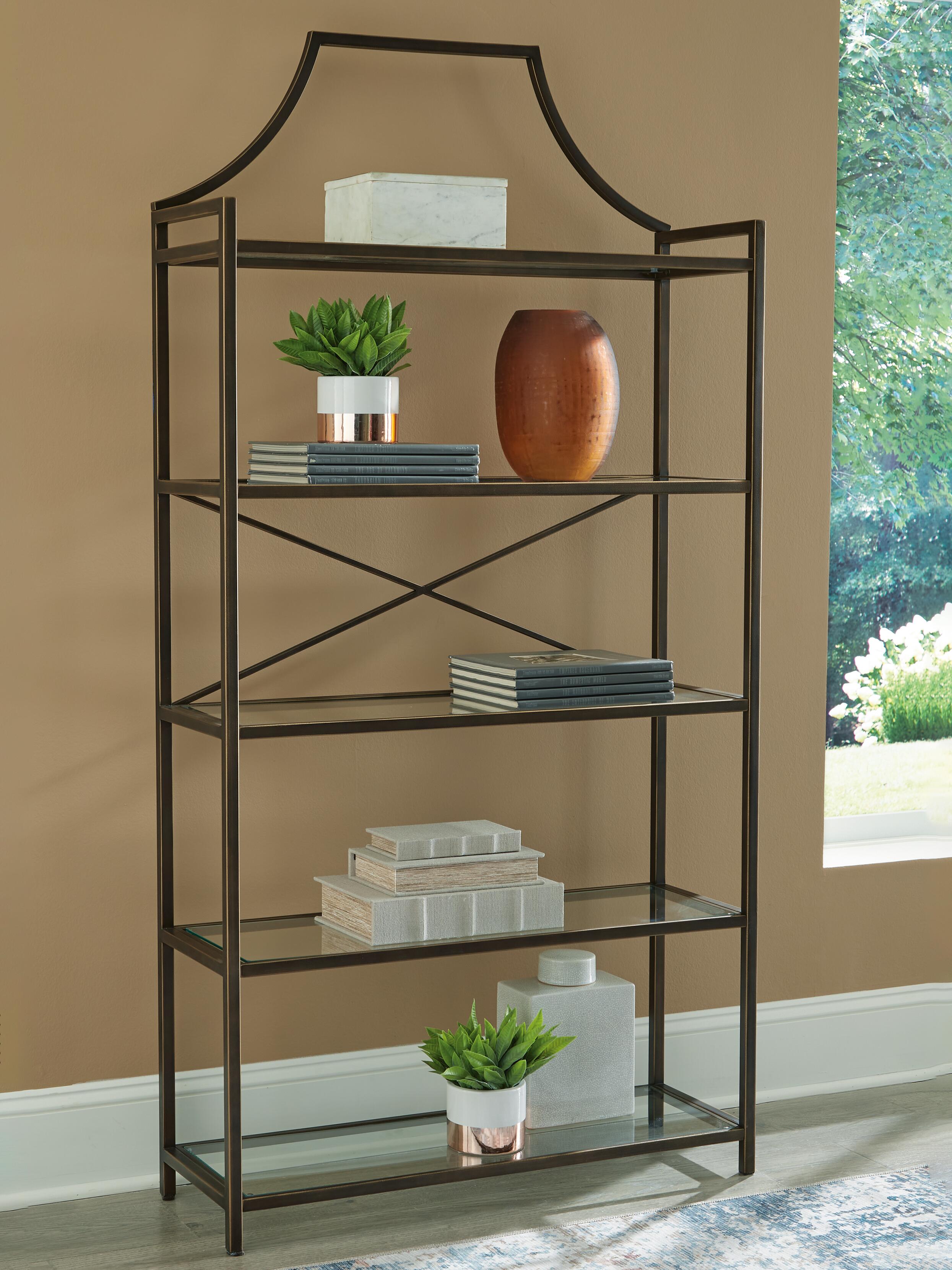 Dar Furniture - Ashley Furniture - Bernonly 72" Bookcase - Bookcase / Antique Bronze Finish - A4000556