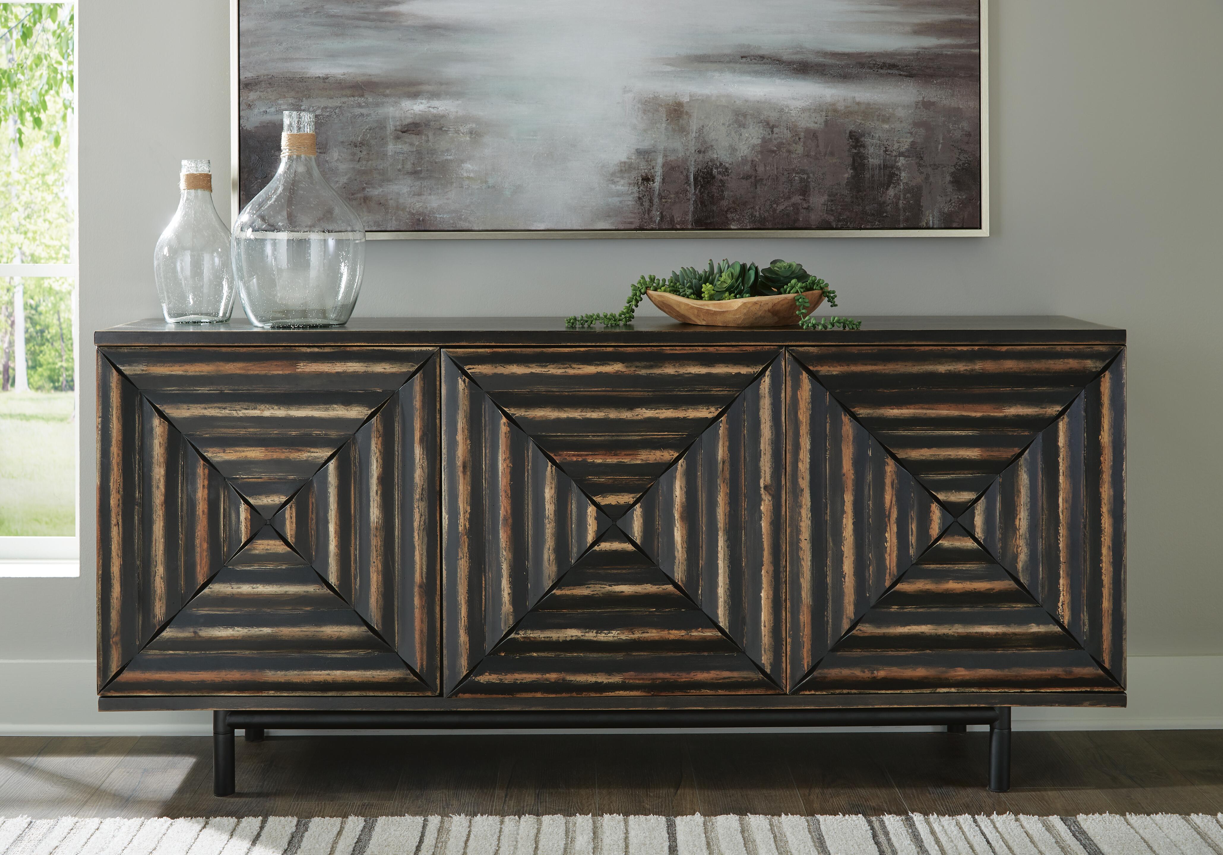 Dar Furniture - Ashley Furniture - Fair Ridge Accent Cabinet - Accent Cabinet / Distressed Black - A4000573