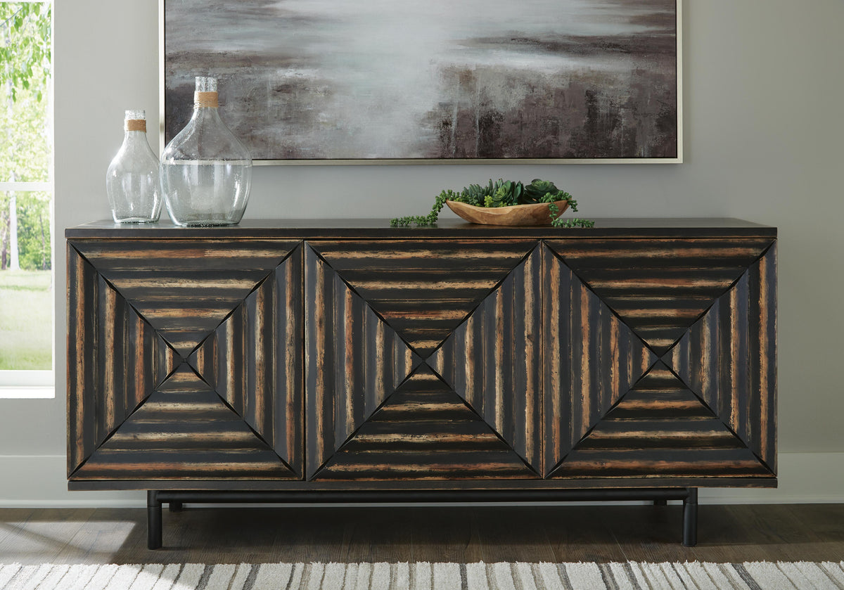 Dar Furniture - Ashley Furniture - Fair Ridge Accent Cabinet - Accent Cabinet / Distressed Black - A4000573