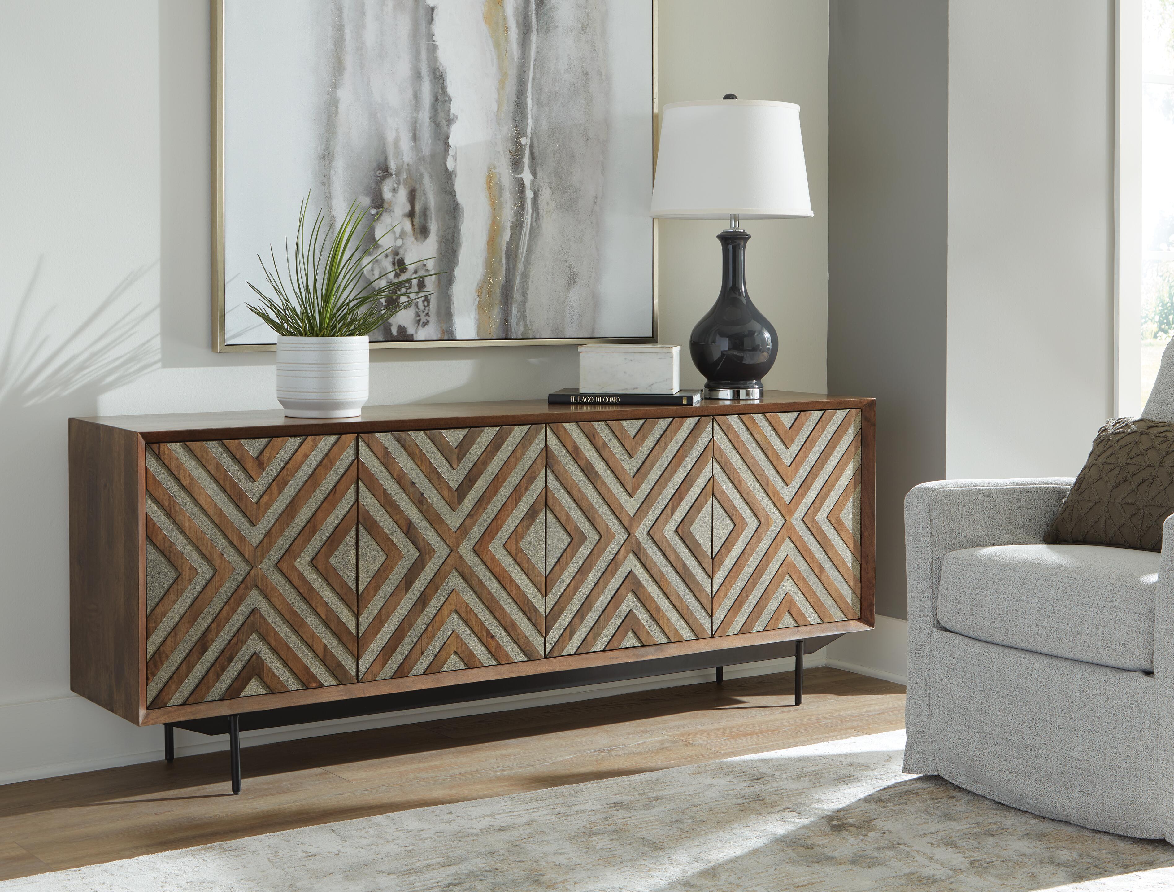 Dar Furniture - Ashley Furniture - Dreggan Accent Cabinet - Accent Cabinet / Brown/Gold Finish - A4000577