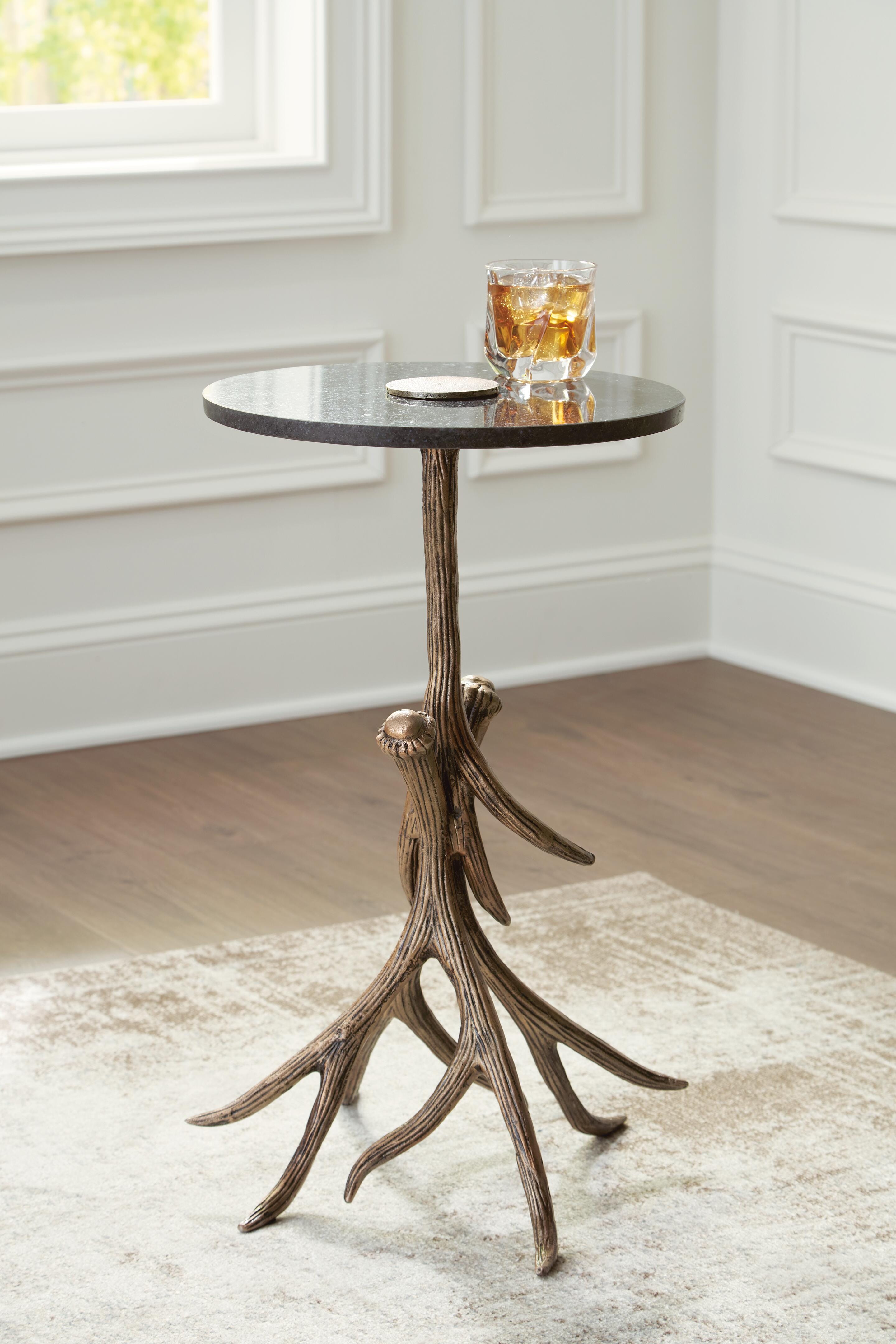Dar Furniture - Ashley Furniture - Lemkins Accent Table - Accent Table / Black/Antique Gold Finish - A4000606