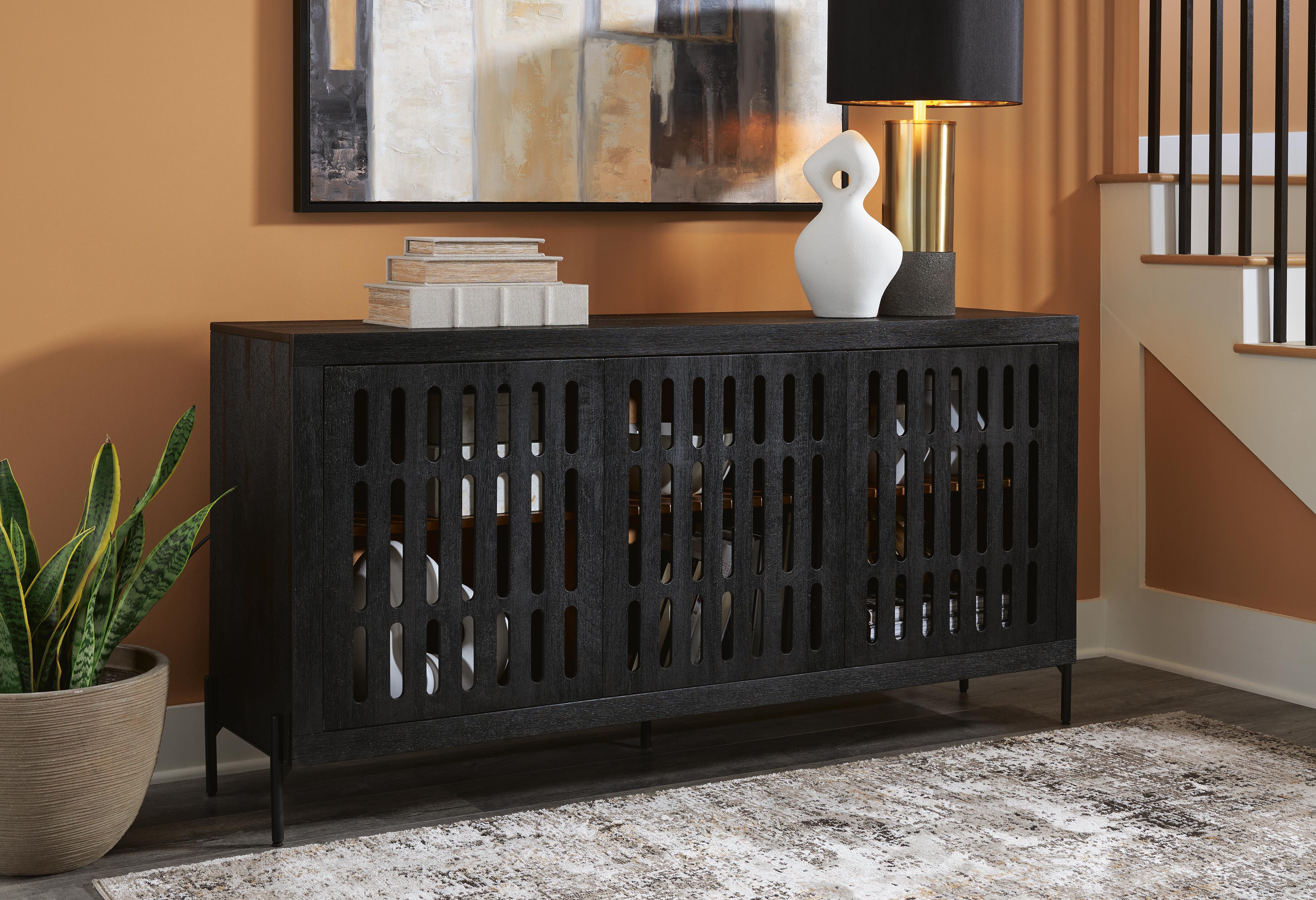 Dar Furniture - Ashley Furniture - Vallisburg Accent Cabinet - Accent Cabinet / Black/Natural - A4000644