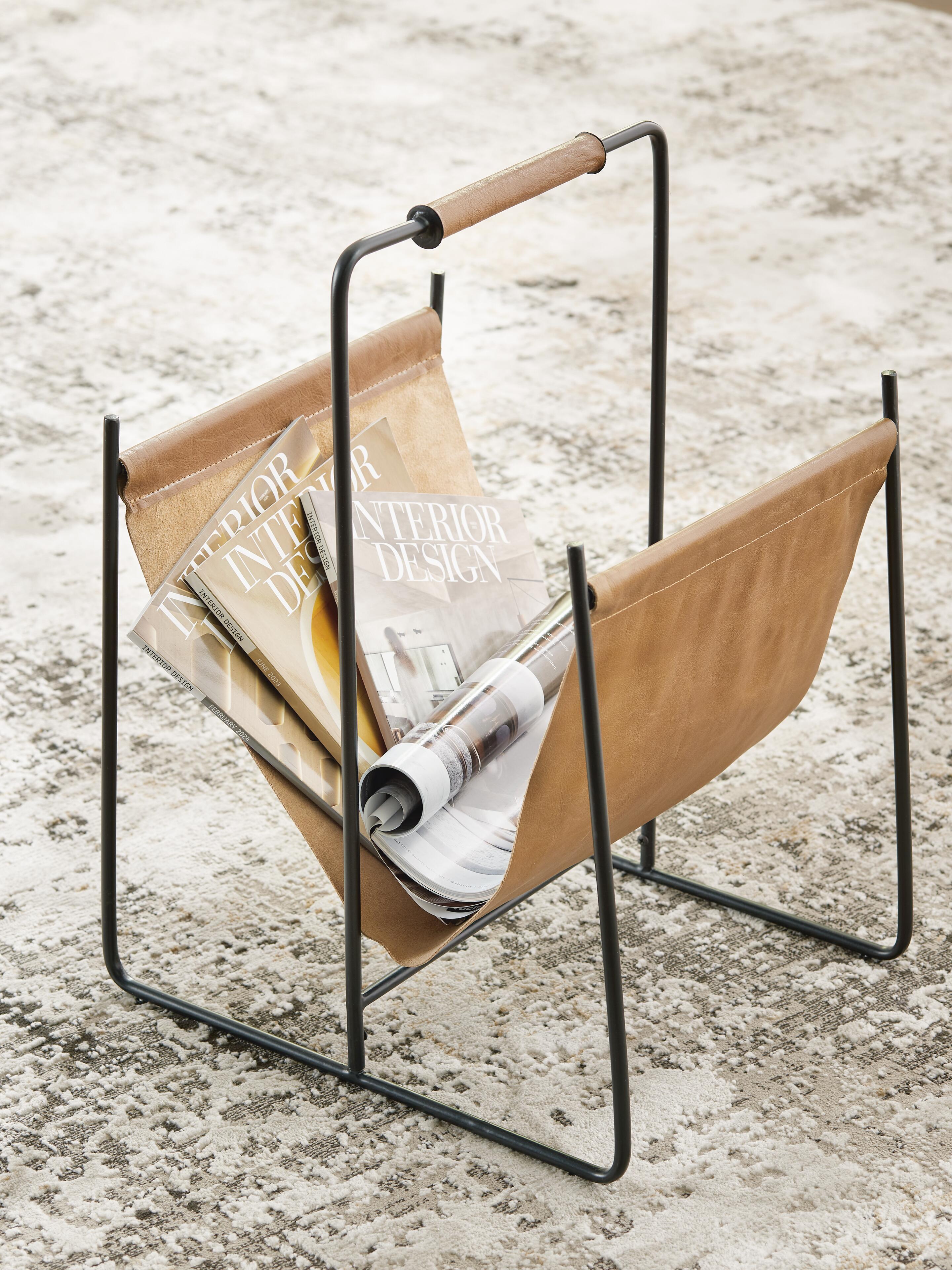 Dar Furniture - Ashley Furniture - Faronworth Magazine Rack - Magazine Rack / Brown/Black - A4000668
