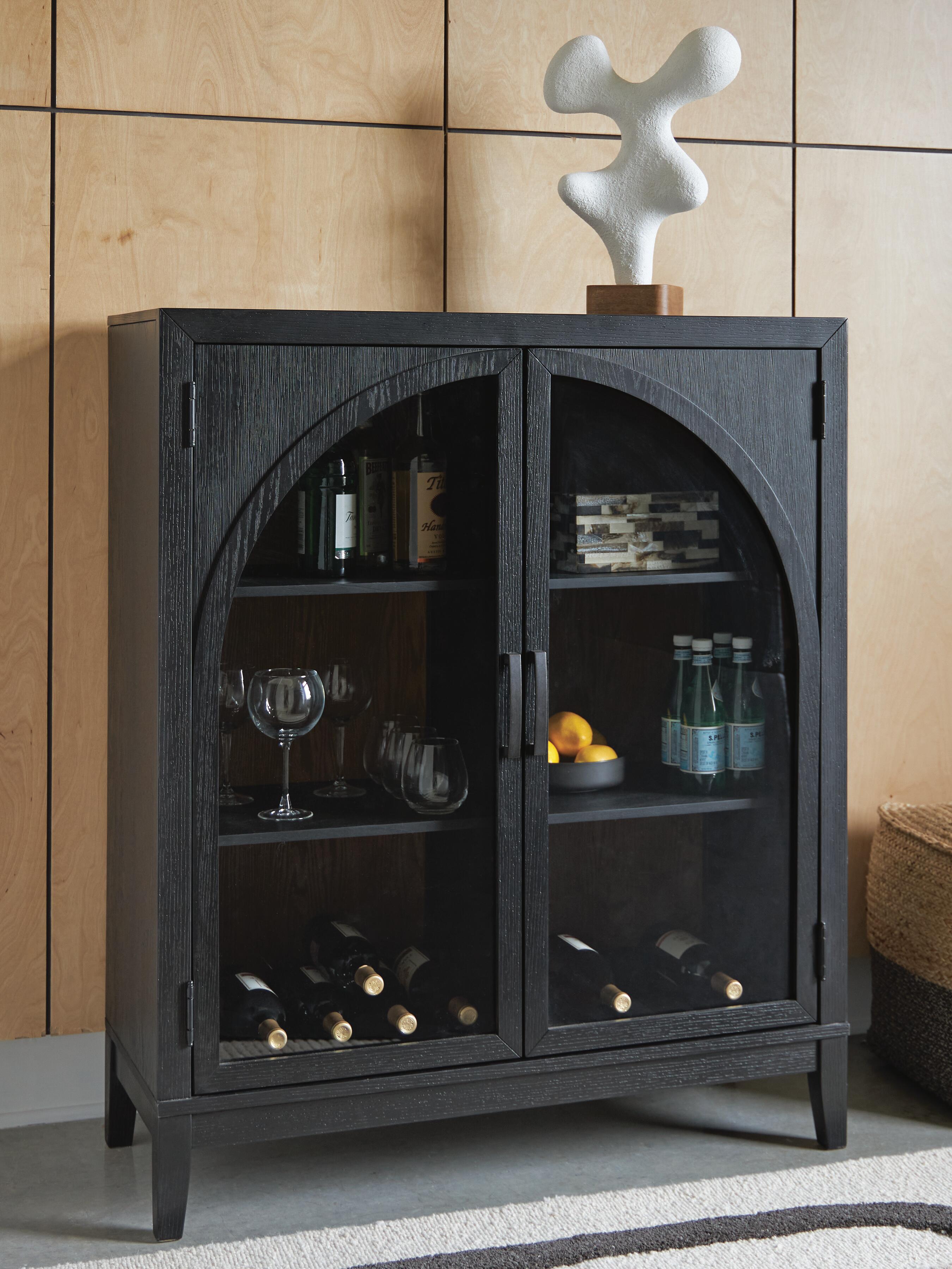 Dar Furniture - Ashley Furniture - Armenleigh Accent Cabinet - Bar Cabinet / Black/Brown - A4000702