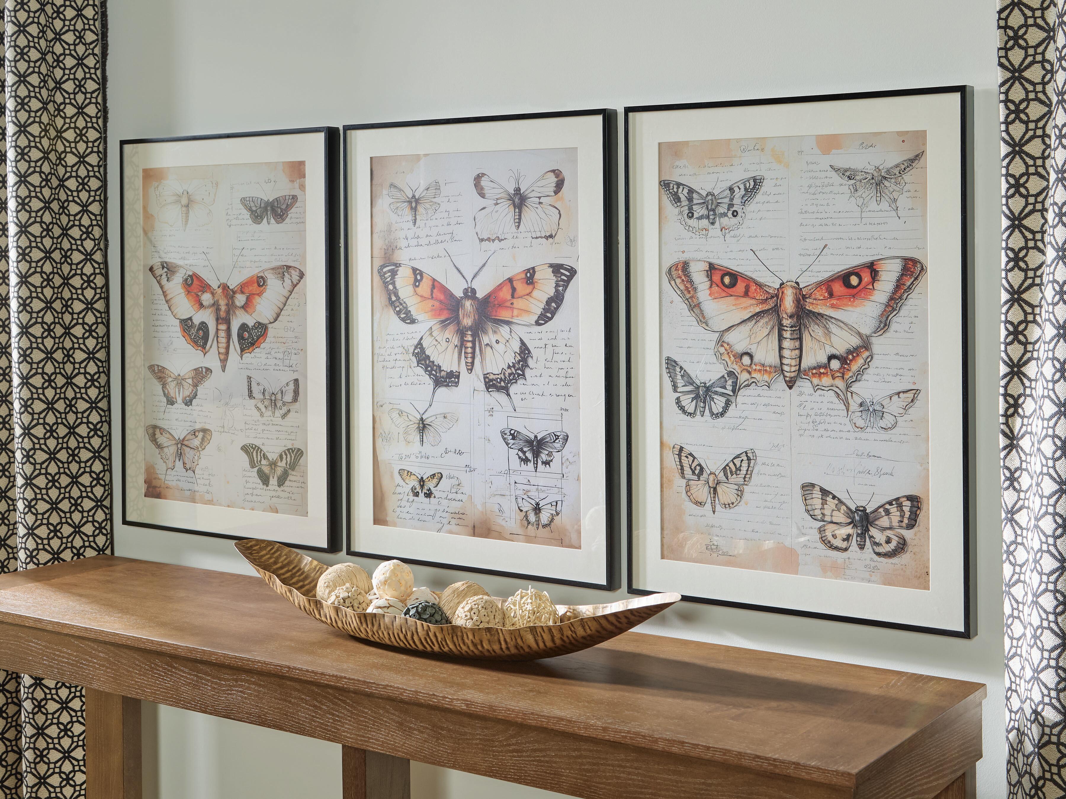 Dar Furniture - Ashley Furniture - Jossletts Wall Art (Set of 3) - Wall Art Set (3/CN) / Orange/Black/Ivory - A8000490