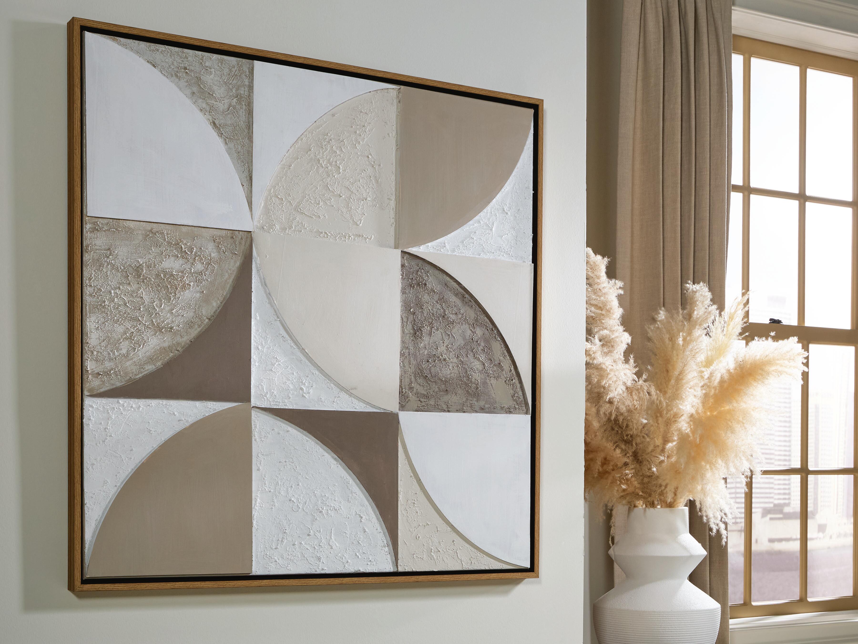 Dar Furniture - Ashley Furniture - Harelman Wall Art - Wall Art / Tan/Taupe/White - A8000502