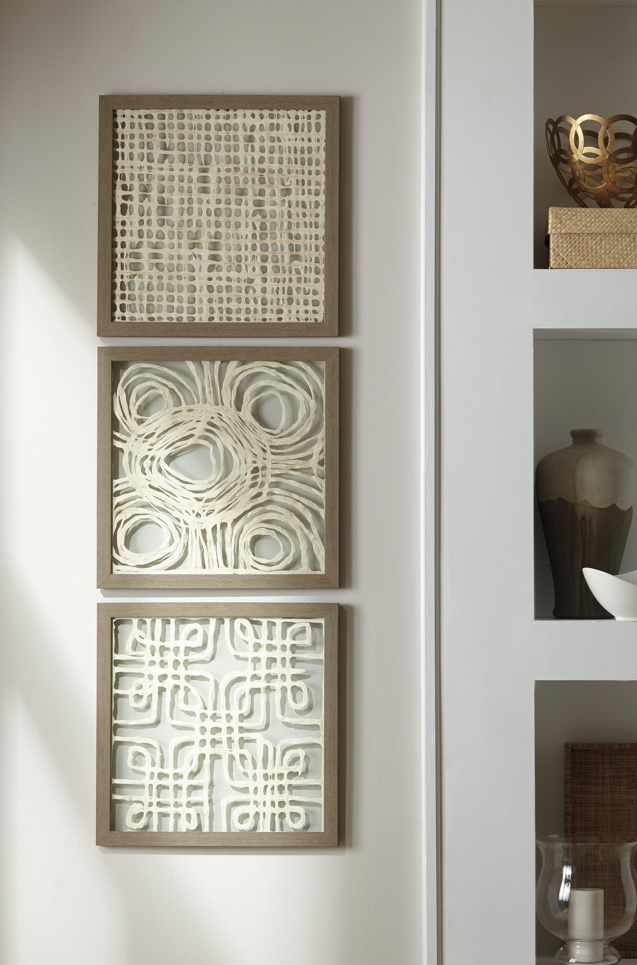 Dar Furniture - Ashley Furniture - Odella Wall Decor (Set of 3) - Wall Decor Set (3/CN) / Cream/Taupe - A8010009