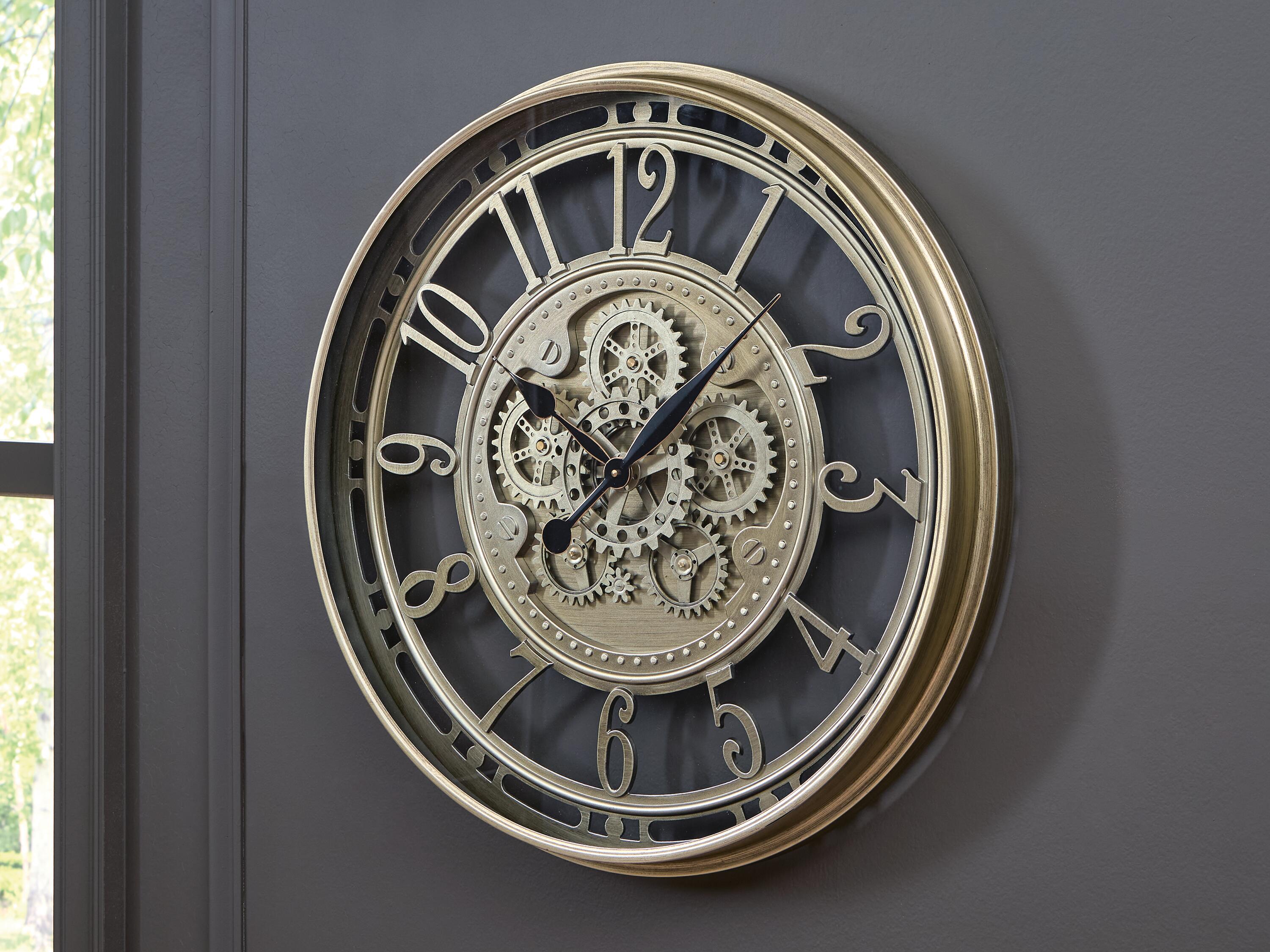 Dar Furniture - Ashley Furniture - Gilover Wall Clock - Wall Clock / Champagne Finish - A8010386
