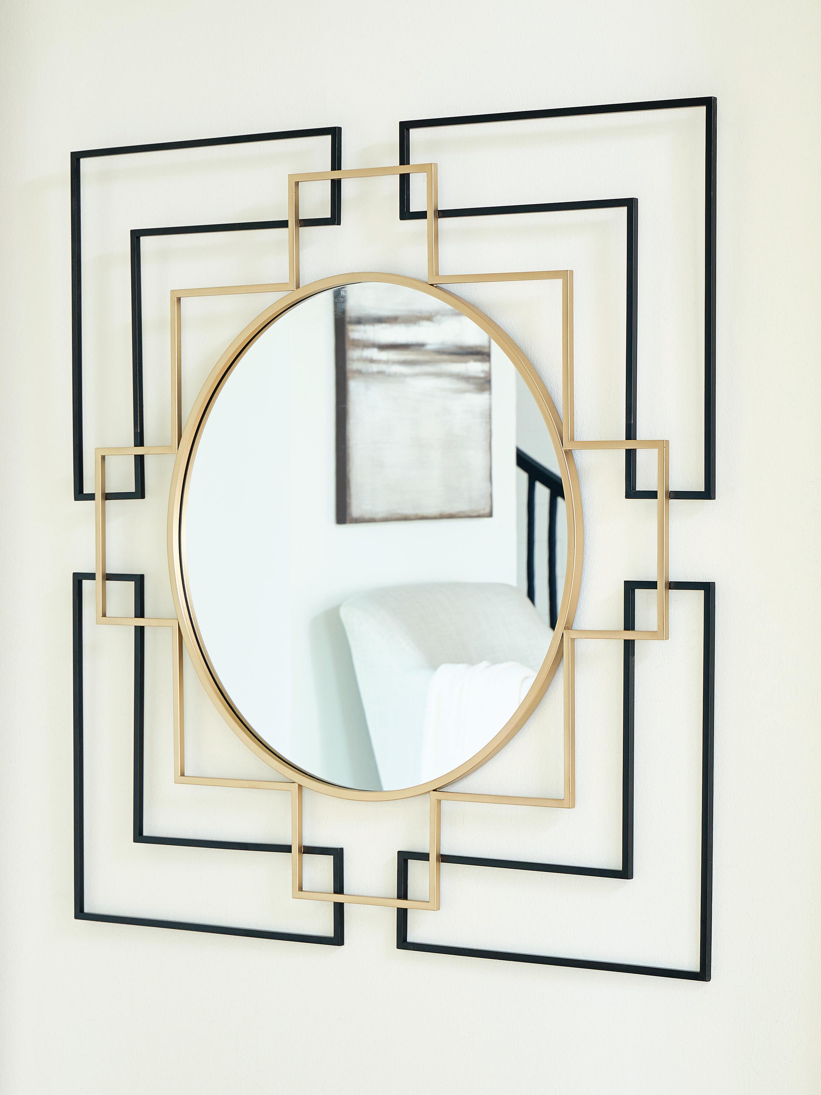 Dar Furniture - Ashley Furniture - Oceanal Accent Mirror - Accent Mirror / Black/Gold Finish - A8010394