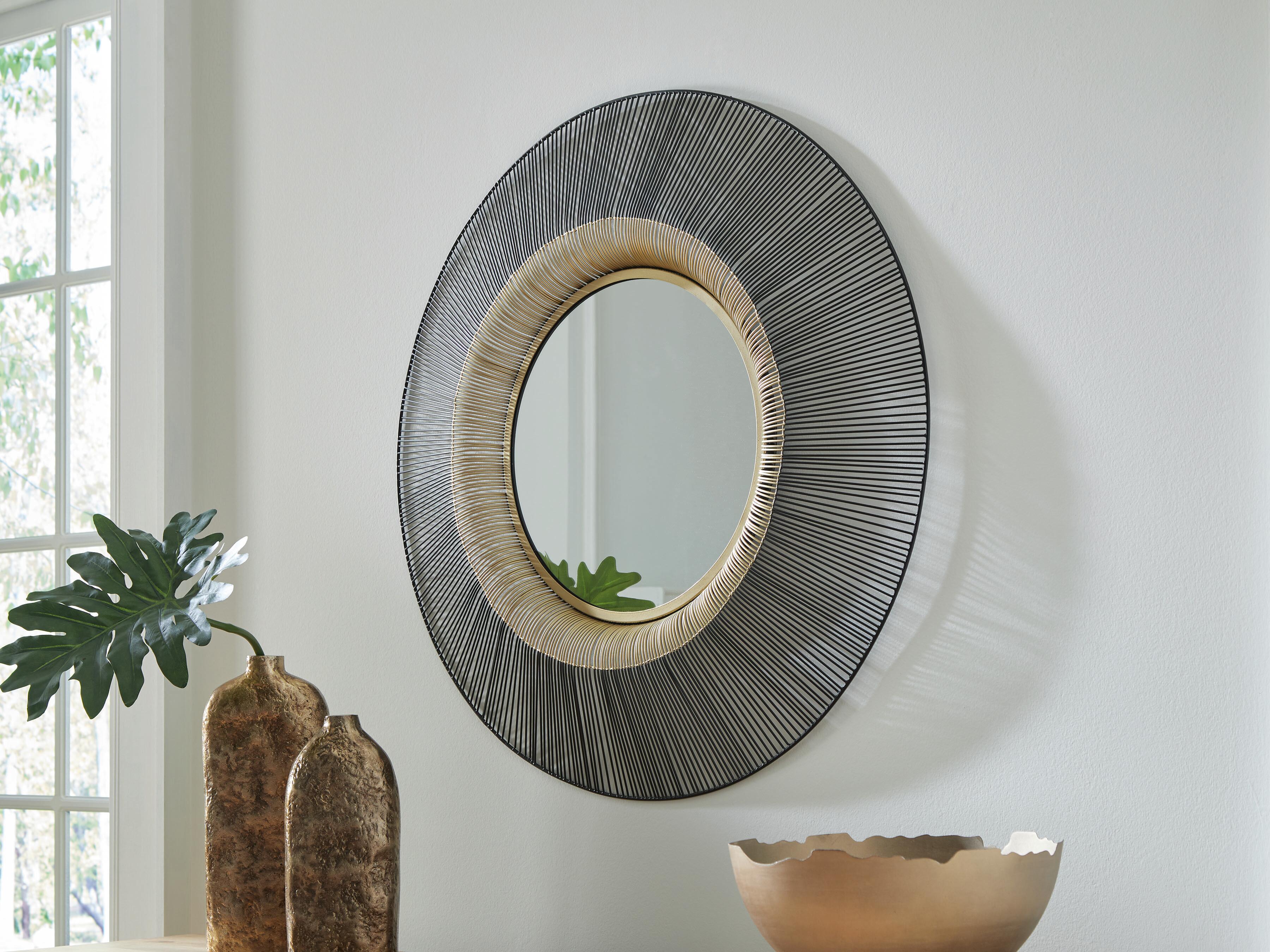 Dar Furniture - Ashley Furniture - Dallmen Accent Mirror - Accent Mirror / Black/Gold Finish - A8010407