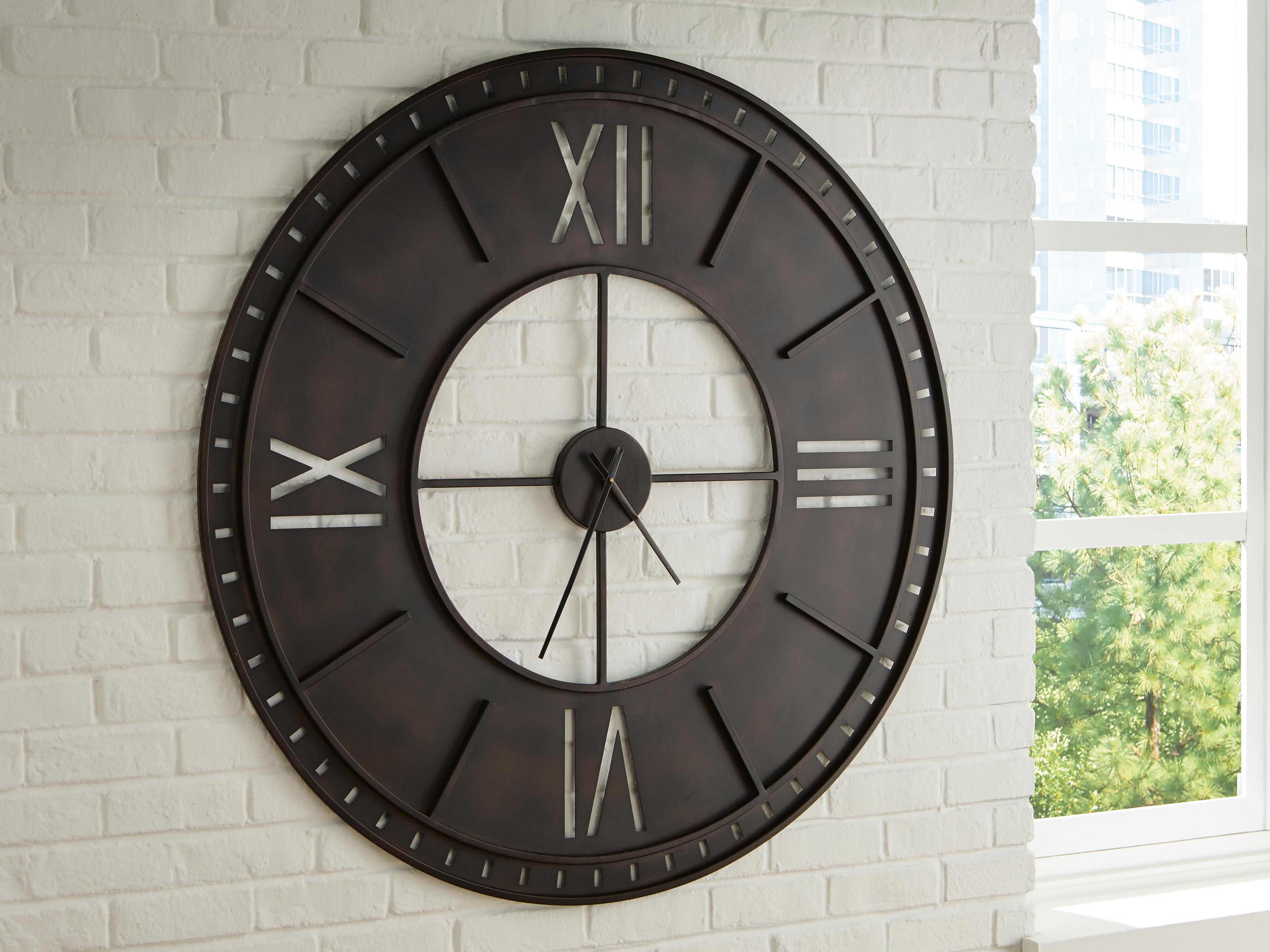 Dar Furniture - Ashley Furniture - Lytle Wall Clock - Wall Clock / Antique Brown - A8010453