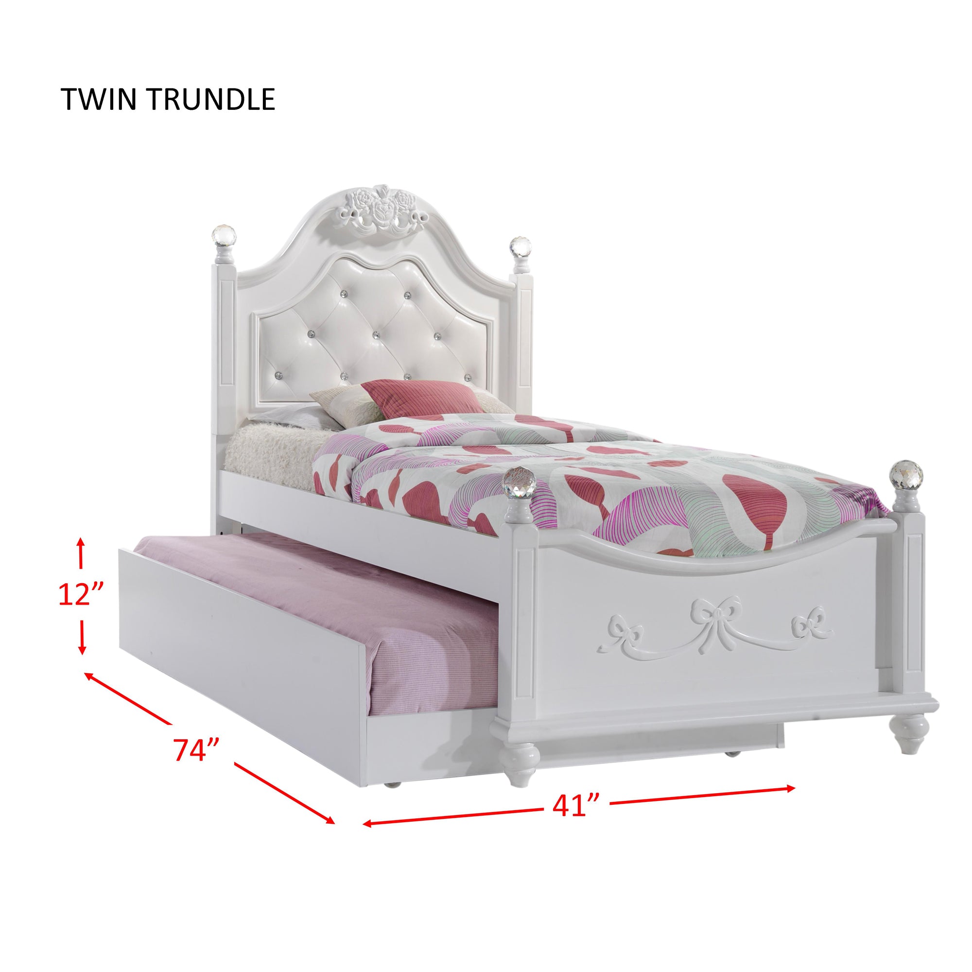 ALANA TWIN PLATFORM 3PC BEDROOM SET W/ STORAGE TRUNDLE