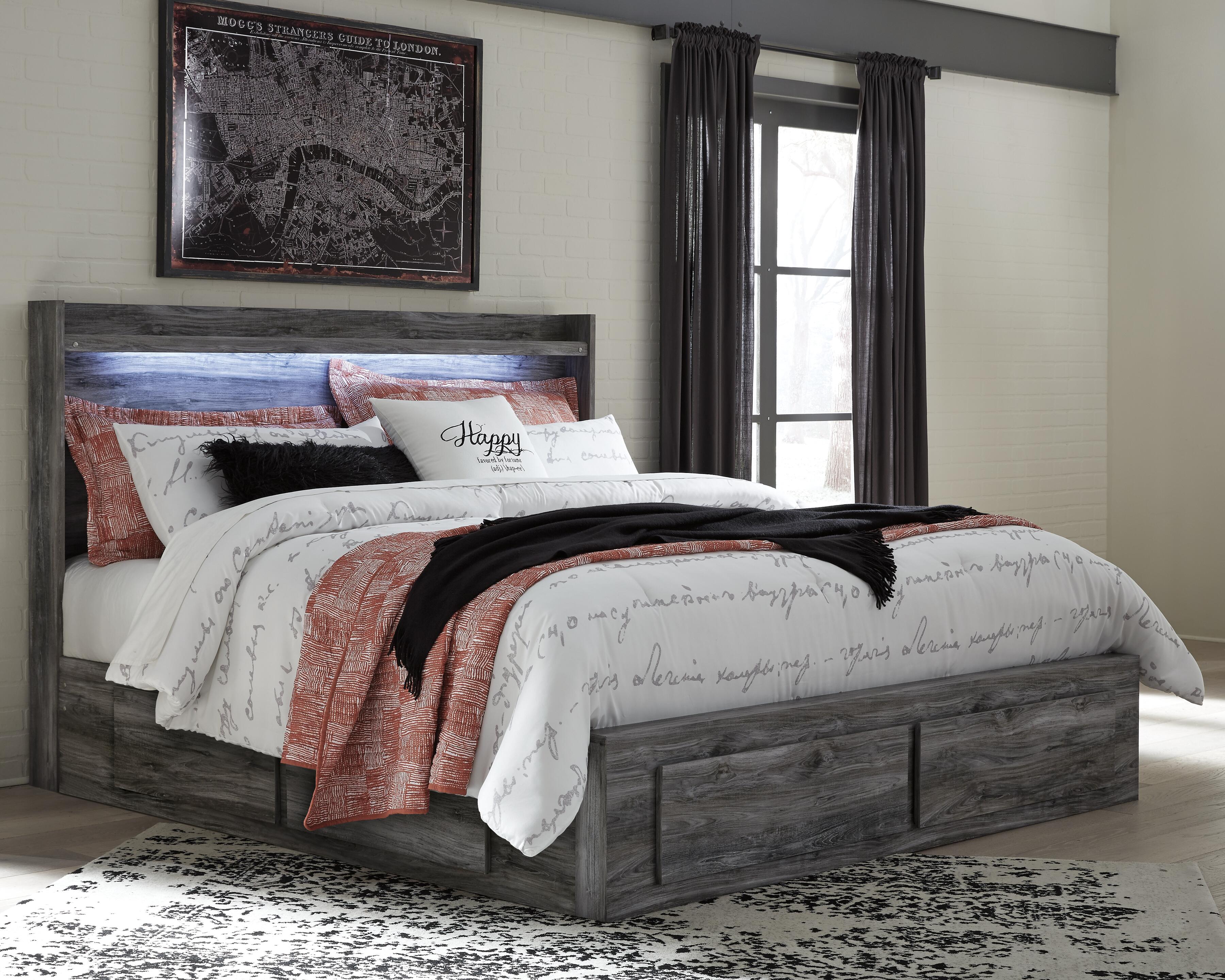 Baystorm King Panel Bed with 4 Storage Drawers