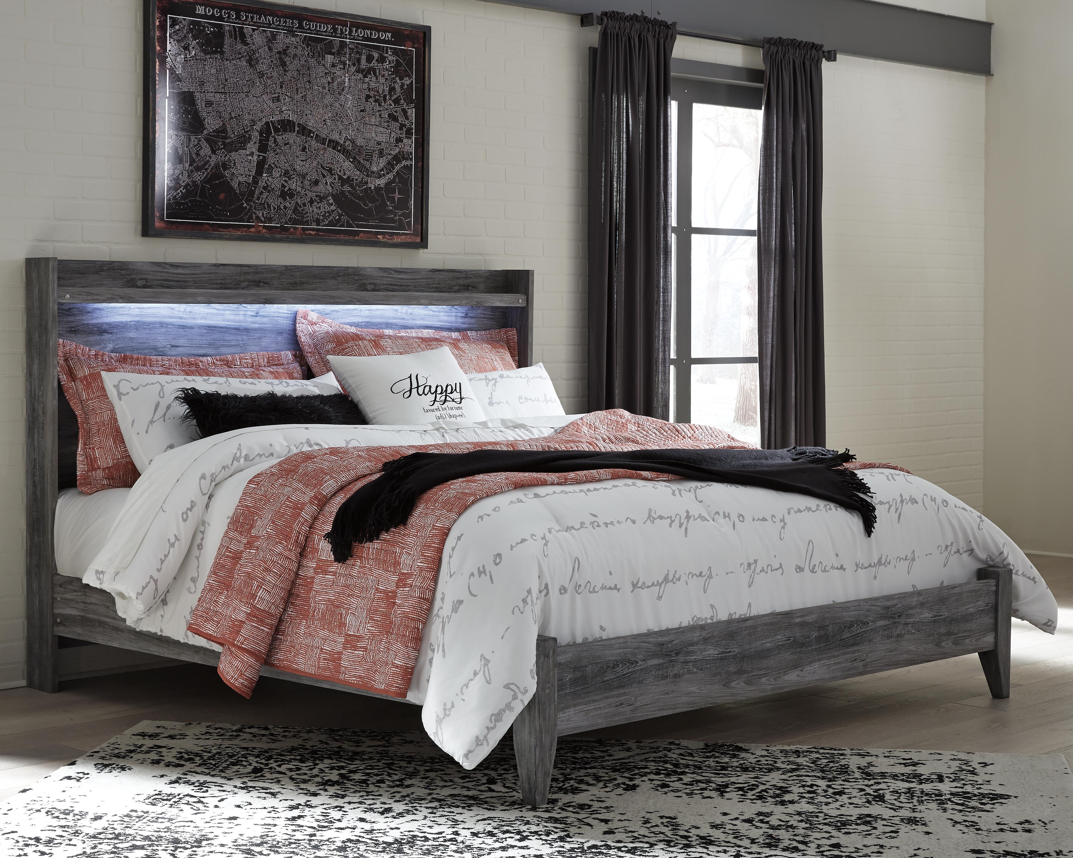 Dar Furniture - Ashley Furniture - Baystorm King Panel Bed - King Panel Bed / Gray - B221B11
