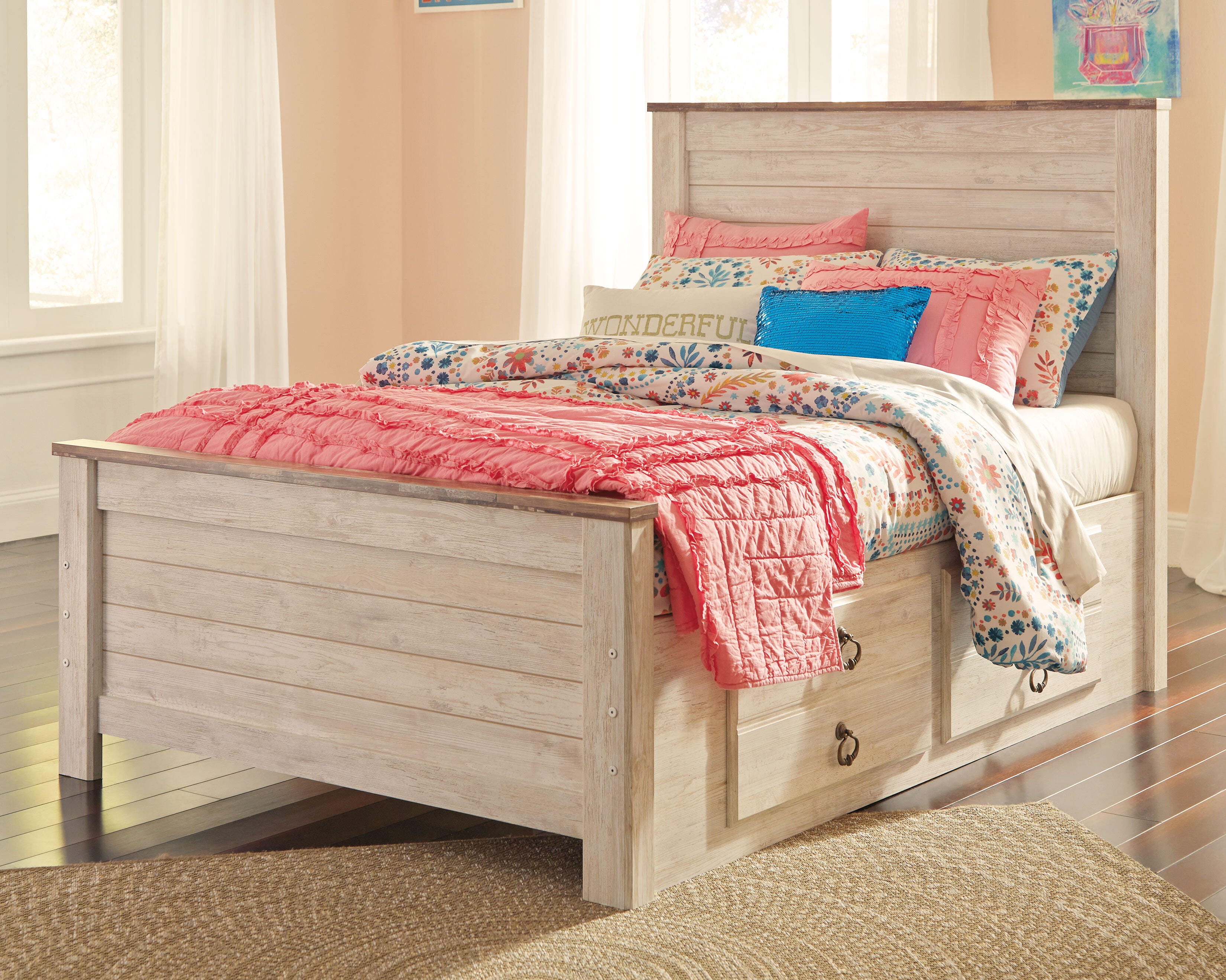 Willowton Full Panel Bed with 2 Storage Drawers