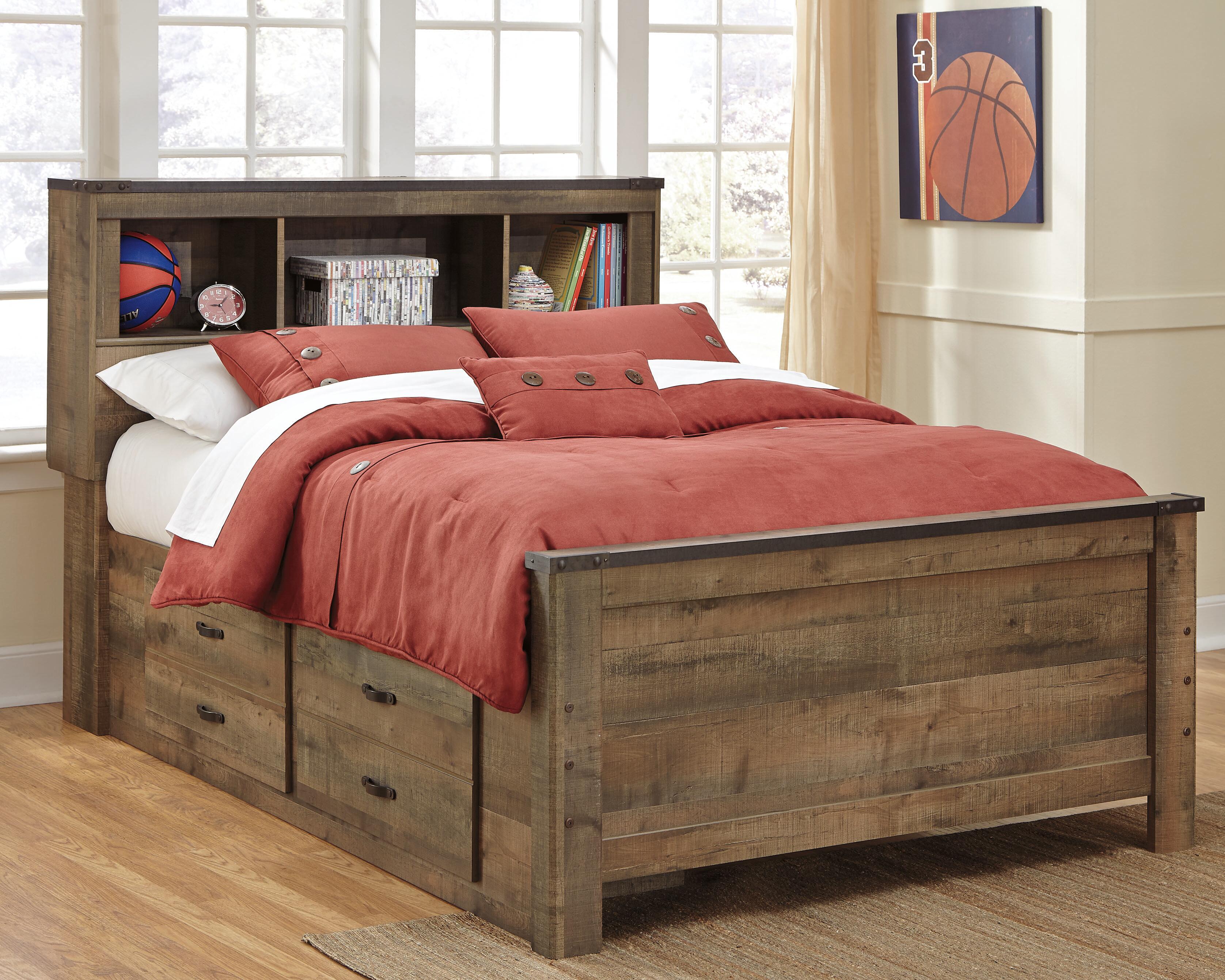 Dar Furniture - Ashley Furniture - Trinell Full Panel Bed with 2 Storage Drawers - Full Panel Bed with 2 Storage Drawers / Brown - B446B10