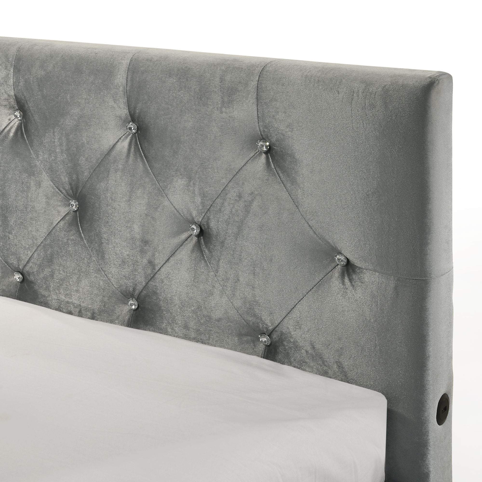 Amberley Full UPH Corner Bed with LED and USB in Grey