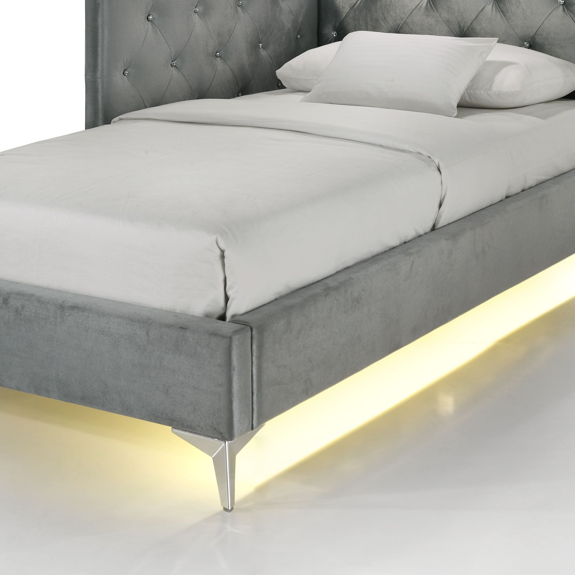 Amberley Full UPH Corner Bed with LED and USB in Grey