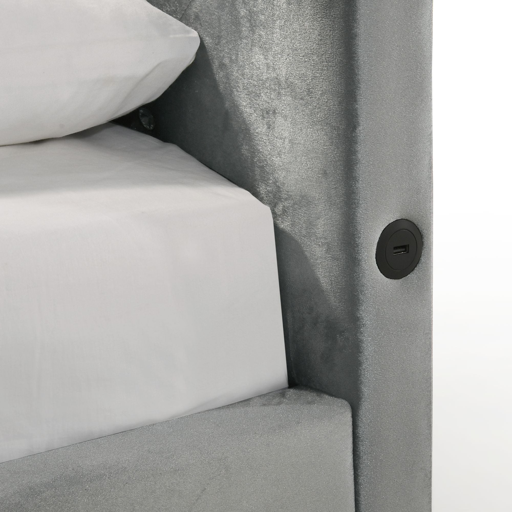 Amberley Full UPH Corner Bed with LED and USB in Grey