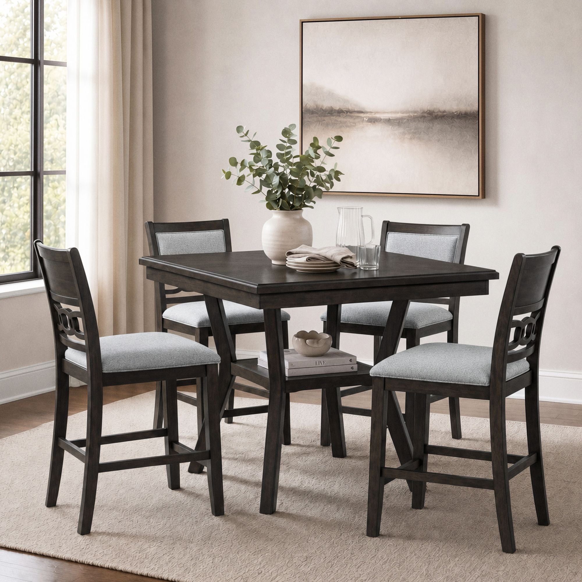 Amherst Counter Side Chair W/Fabric Cushion Dark Finish (2 Per Pack)