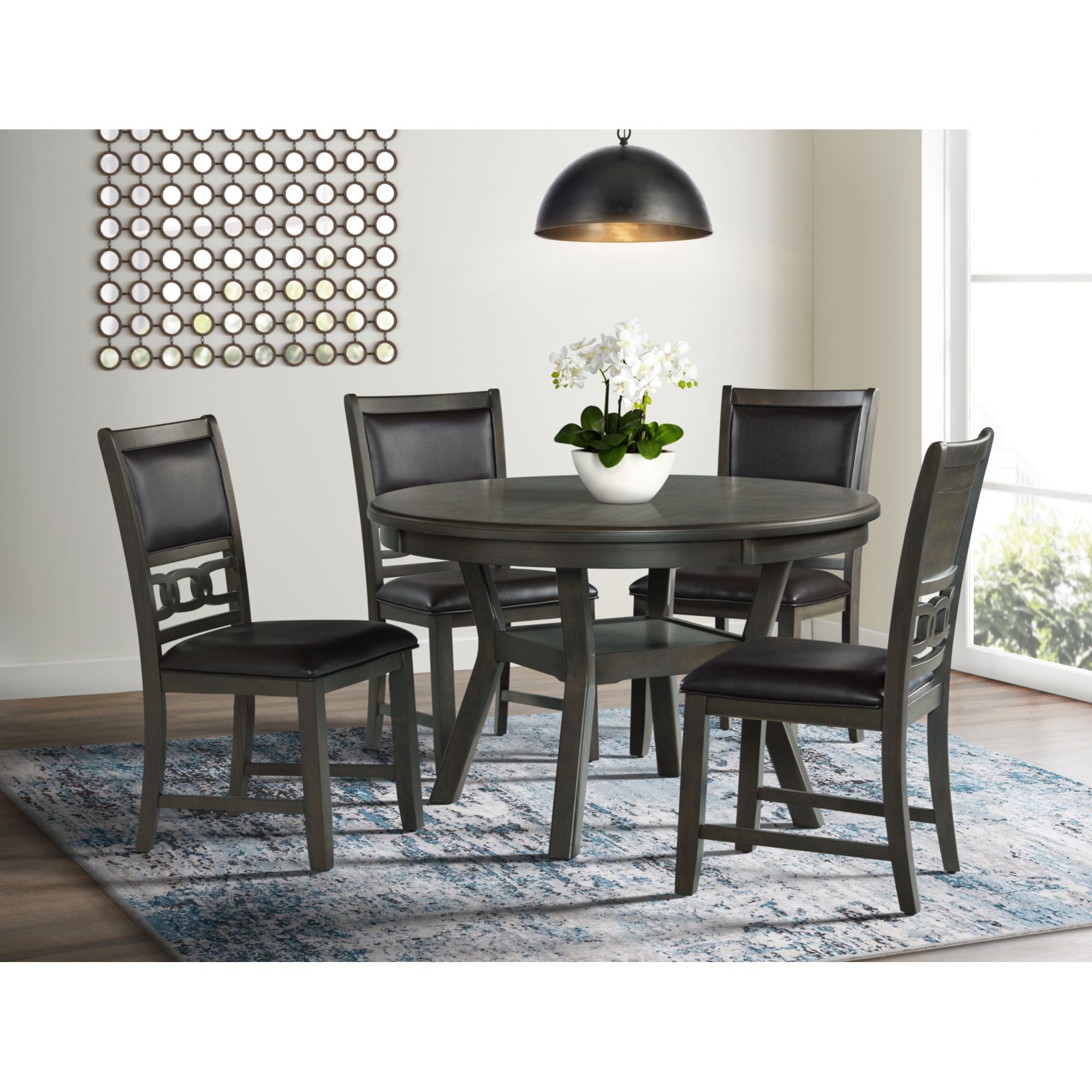 Amherst Dining Table w/Wood Leg Grey Finish
