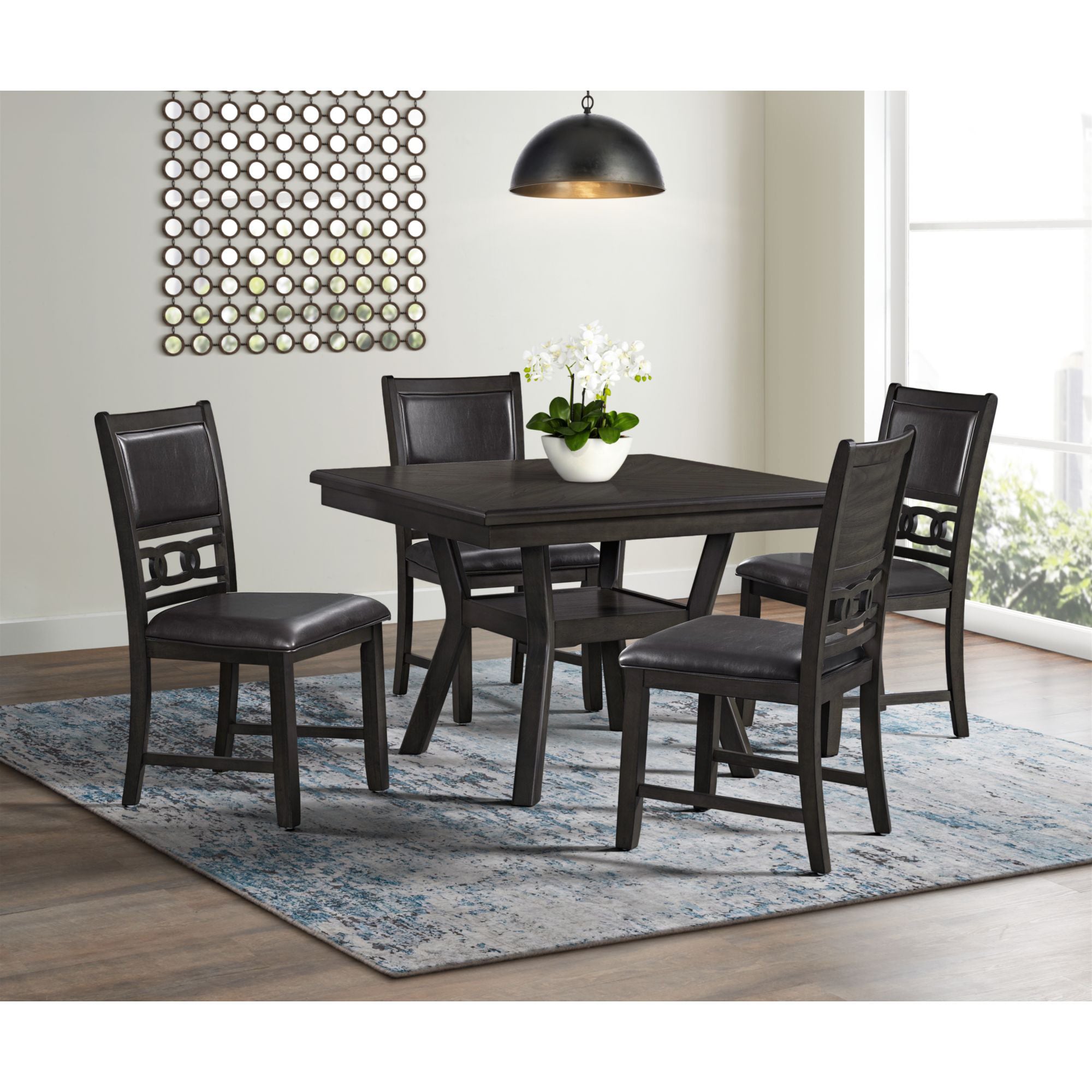 Amherst Dining Side Chair W/PU Cushion Side Stretcher Dark Finish (2 Per Pack)